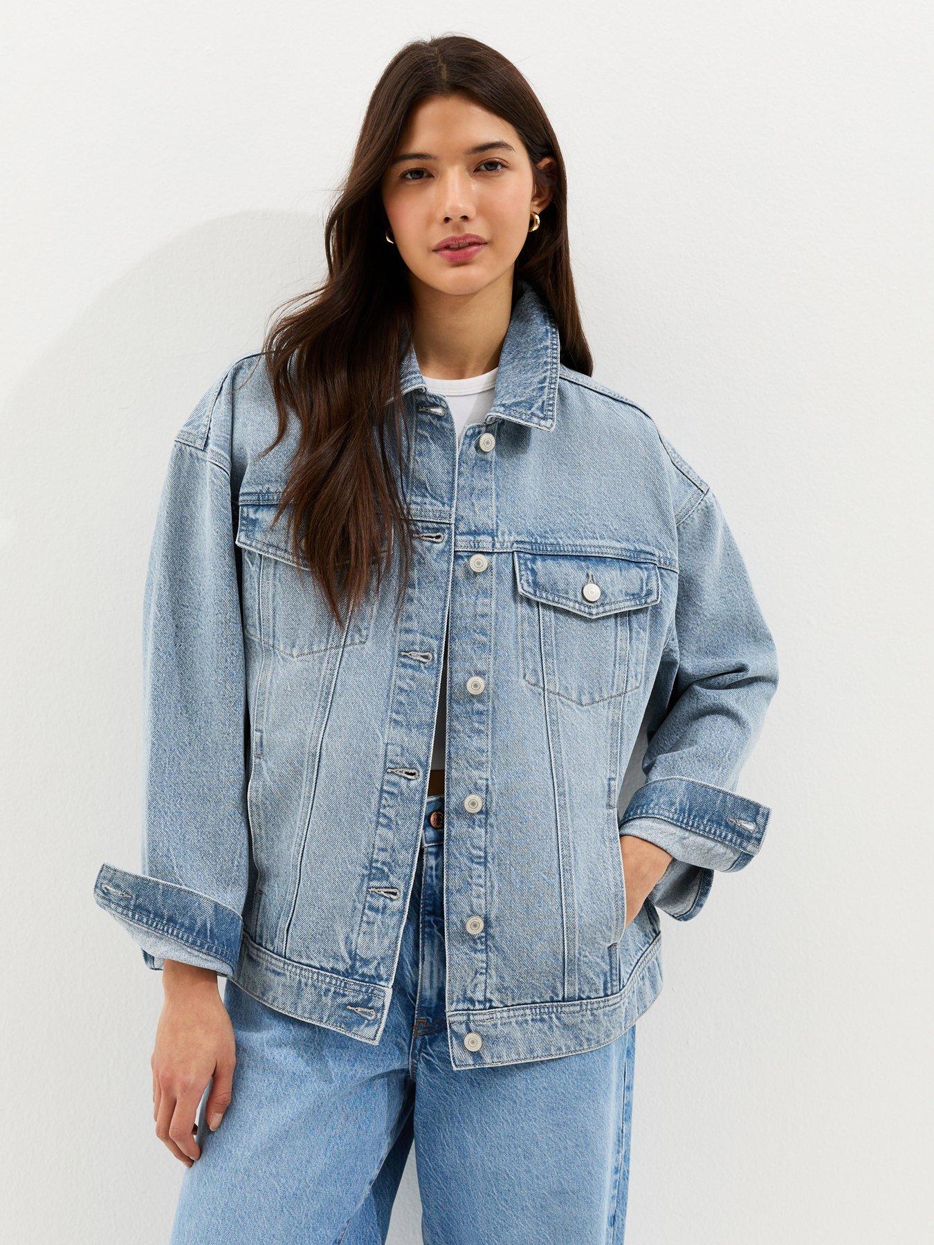 Image 1 of 6 of New Look Oversized Denim Jacket - Blue