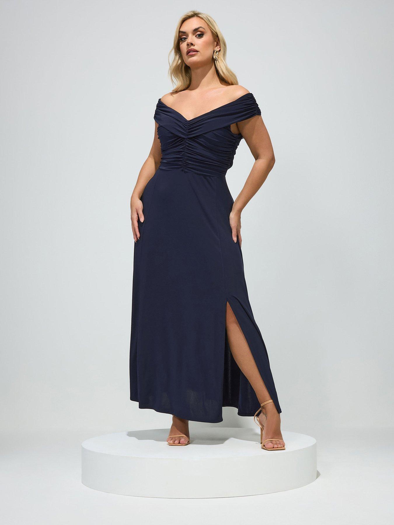 yours-curve-maxi-gathered-bardot-dressfront