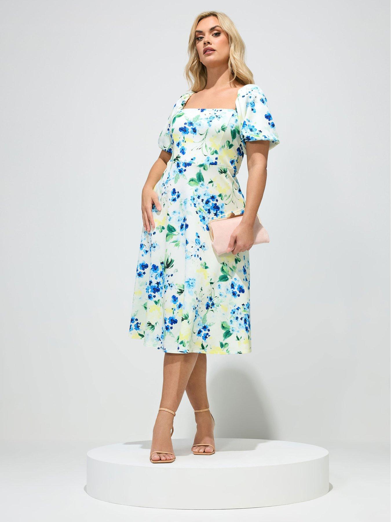 Yours Curve Floral Square Neck Skater Dress