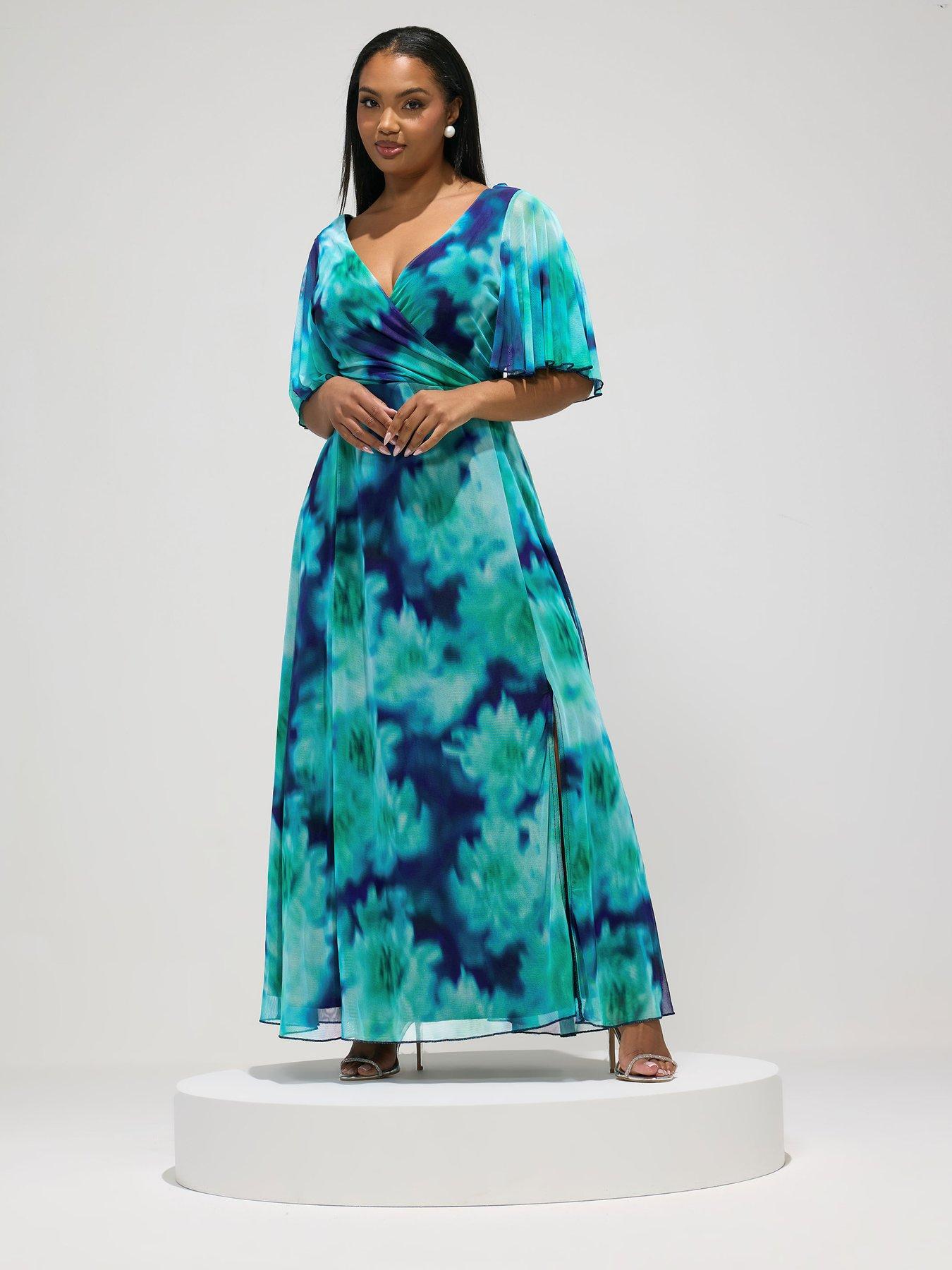 yours-curve-blur-mesh-wrap-maxi-dressfront
