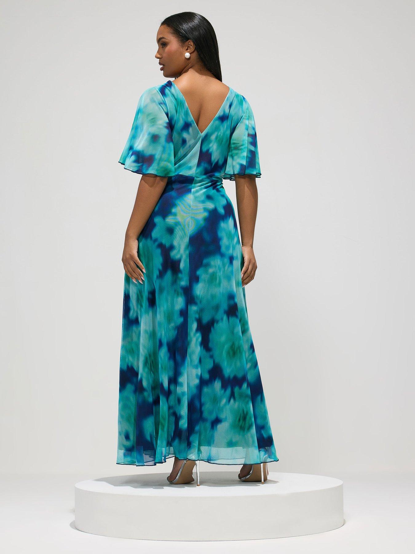 yours-curve-blur-mesh-wrap-maxi-dressstillFront