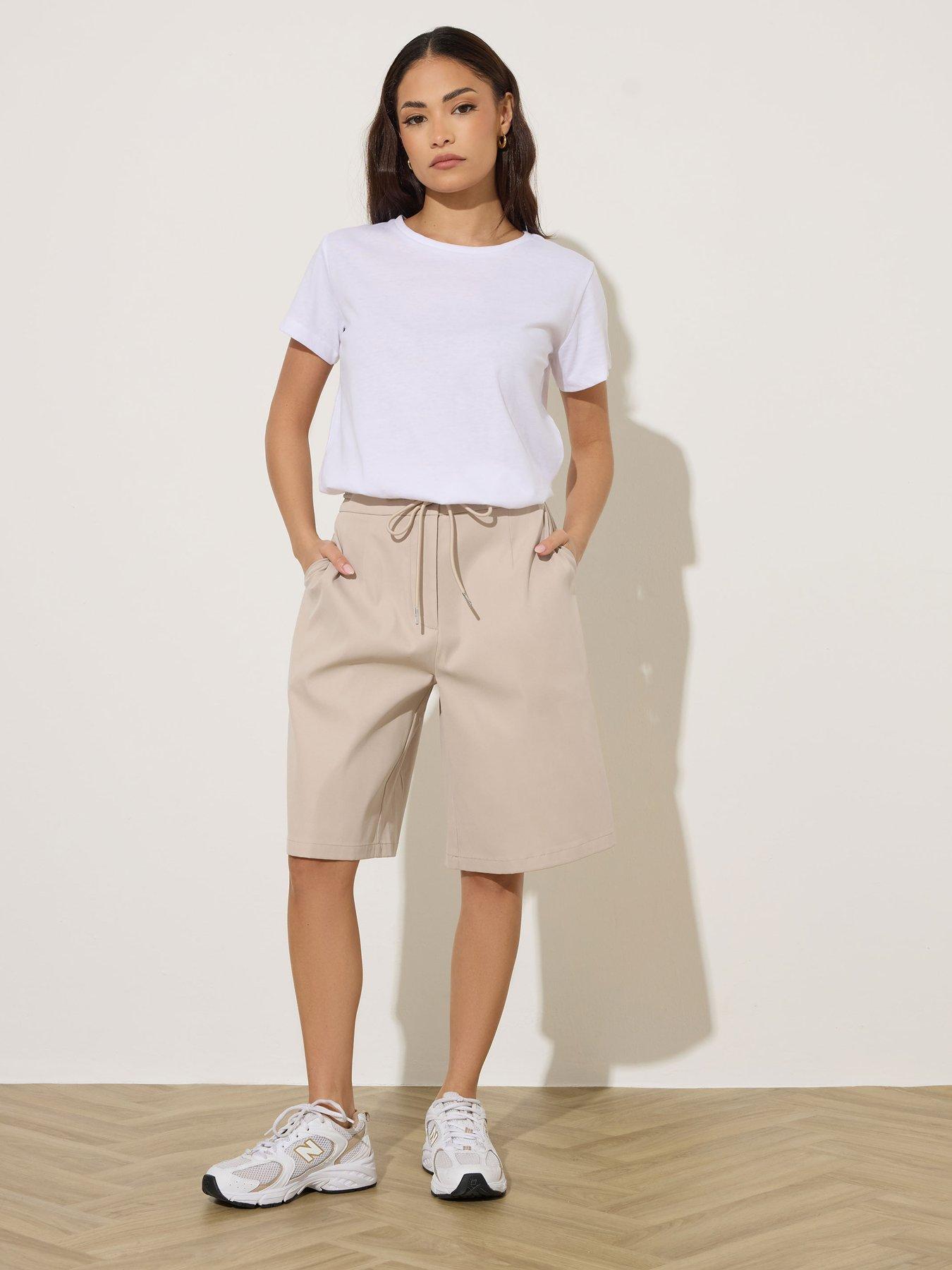 Image 3 of 5 of PixieGirl Petite Drawstring Jorts - Cream