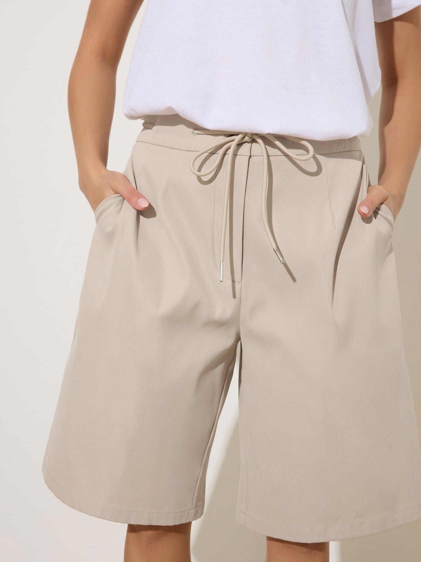 Image 4 of 5 of PixieGirl Petite Drawstring Jorts - Cream