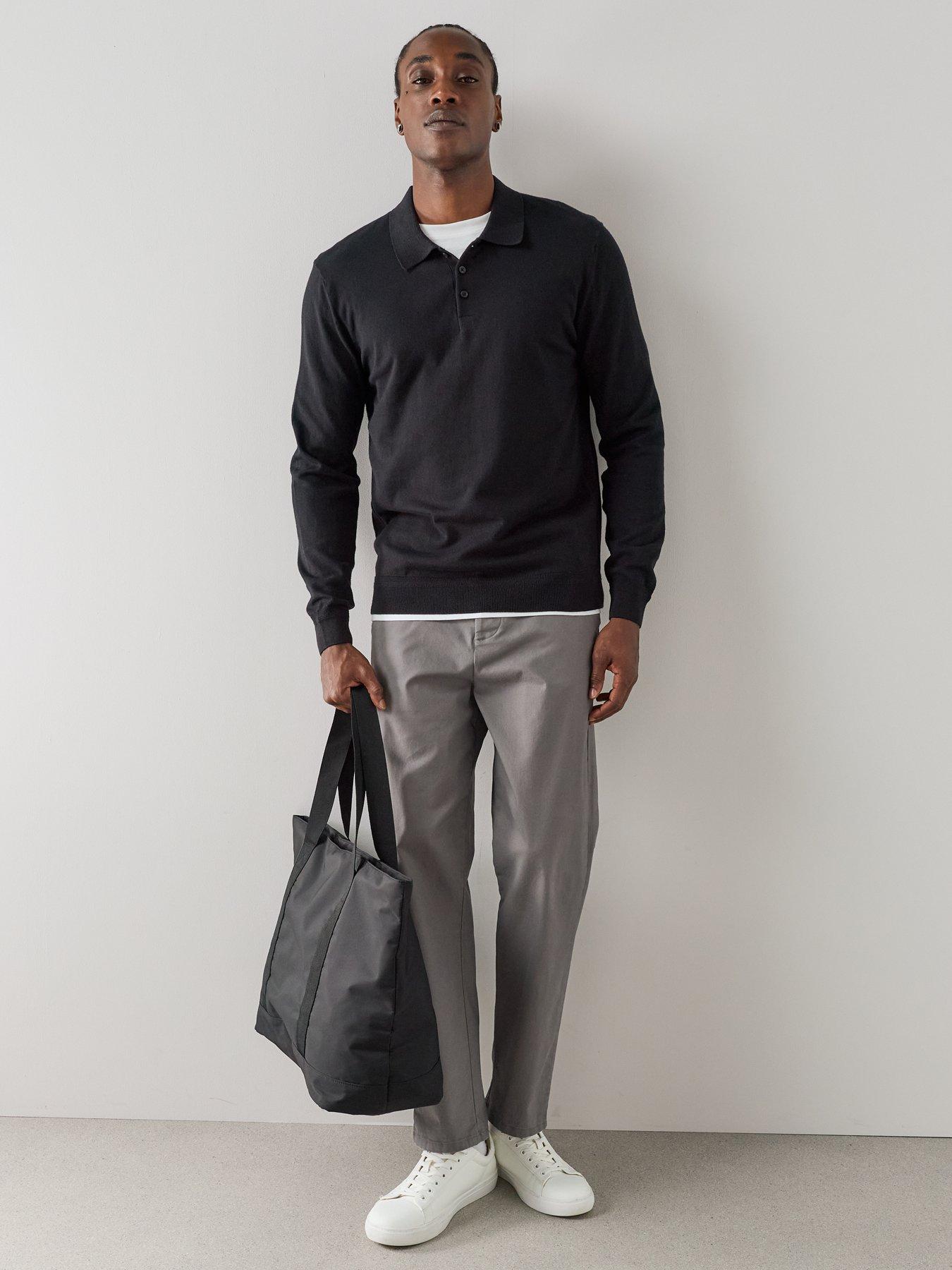 Image 3 of 7 of The Very Collection Cotton Rich Long Sleeve Polo Jumper - Black