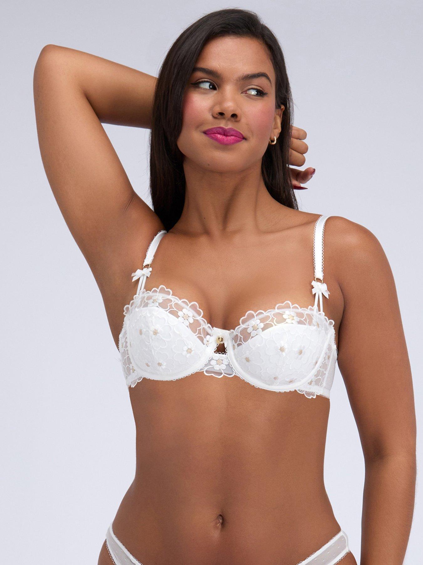 Image 1 of 5 of Boux Avenue Evangeline Embroidered Balconette Bra - White