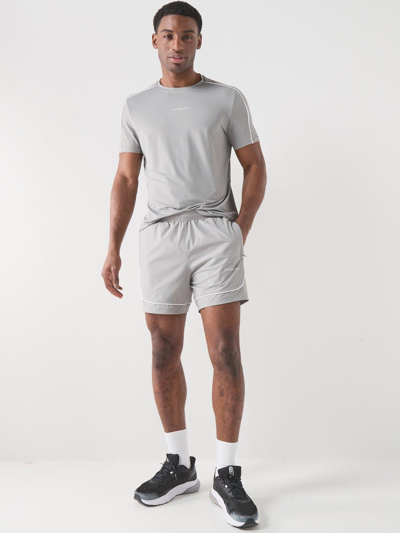 Image 5 of 5 of Gym King Mens Core Piped Training Shorts - Grey