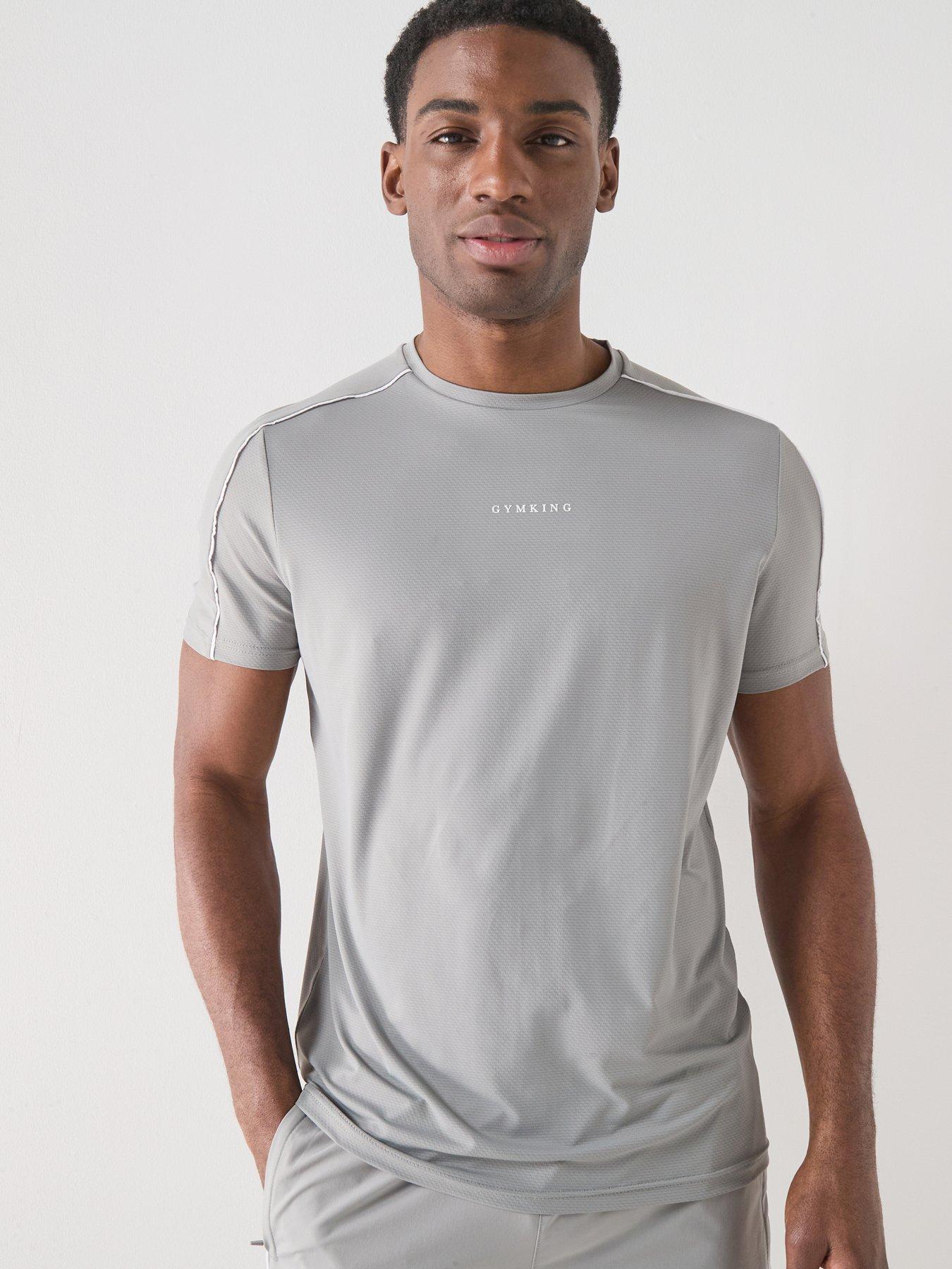 Image 1 of 4 of Gym King Mens Core Piped T-Shirt - Grey