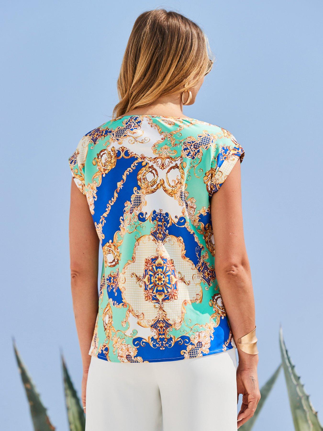 sosandar-scarf-print-cowl-neck-top-greenstillFront