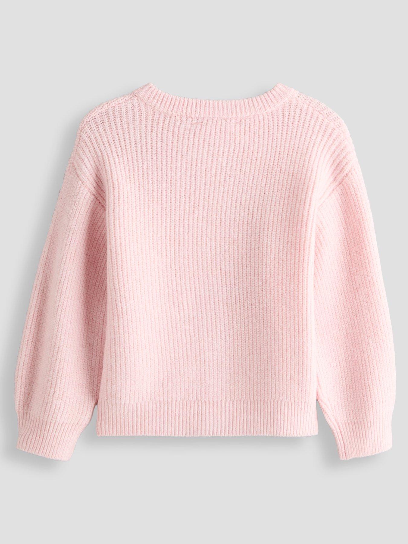 Image 2 of 5 of The Very Collection Girls Ribbed Knit Button Front Cardigan - Light Pink