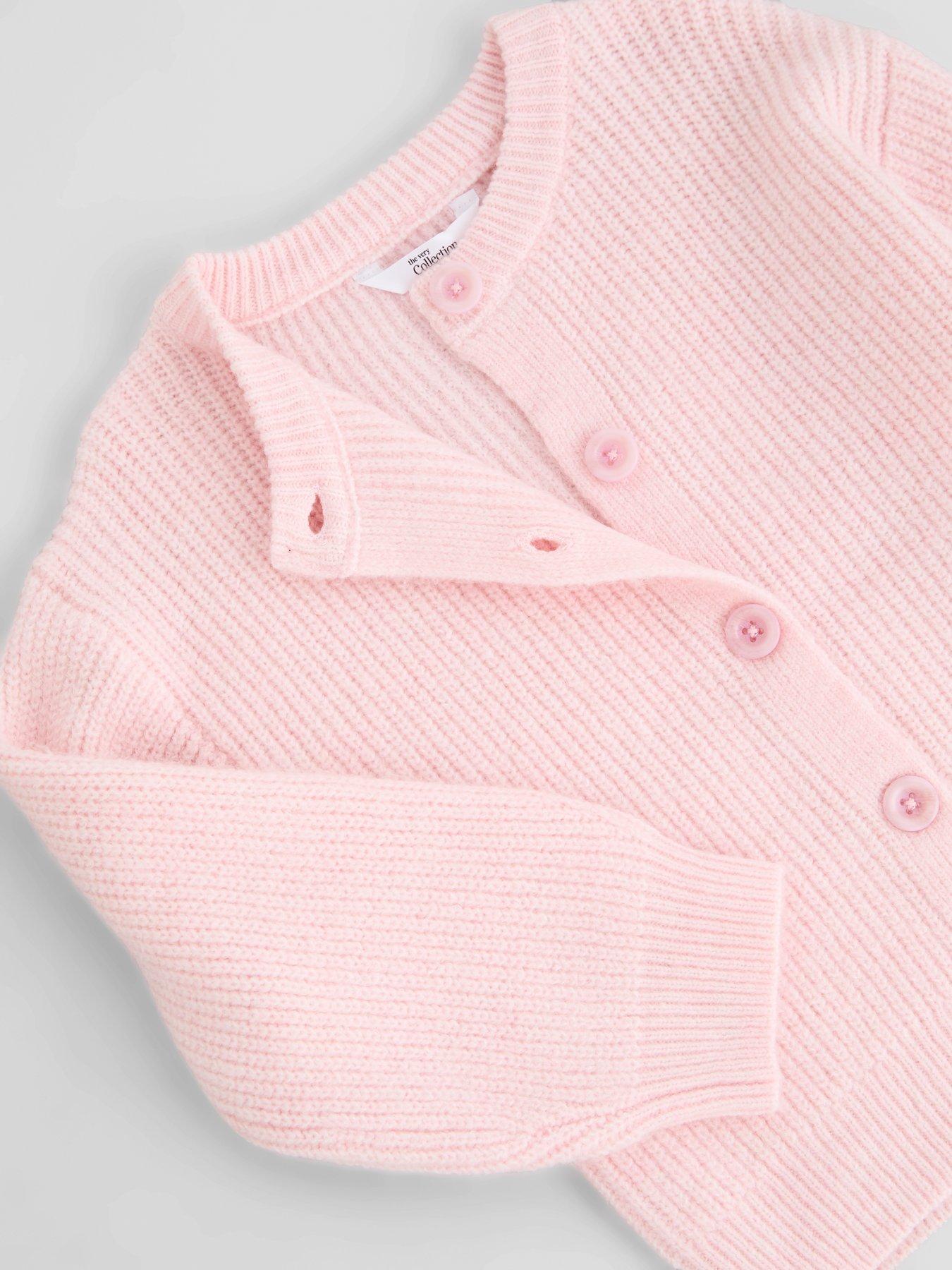 Image 3 of 5 of The Very Collection Girls Ribbed Knit Button Front Cardigan - Light Pink