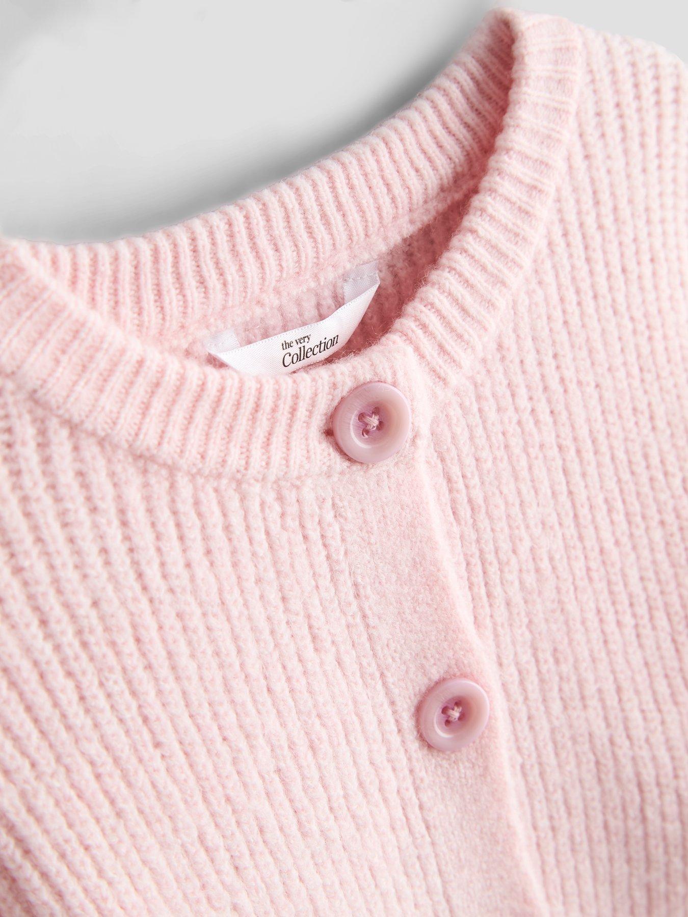 Image 4 of 5 of The Very Collection Girls Ribbed Knit Button Front Cardigan - Light Pink