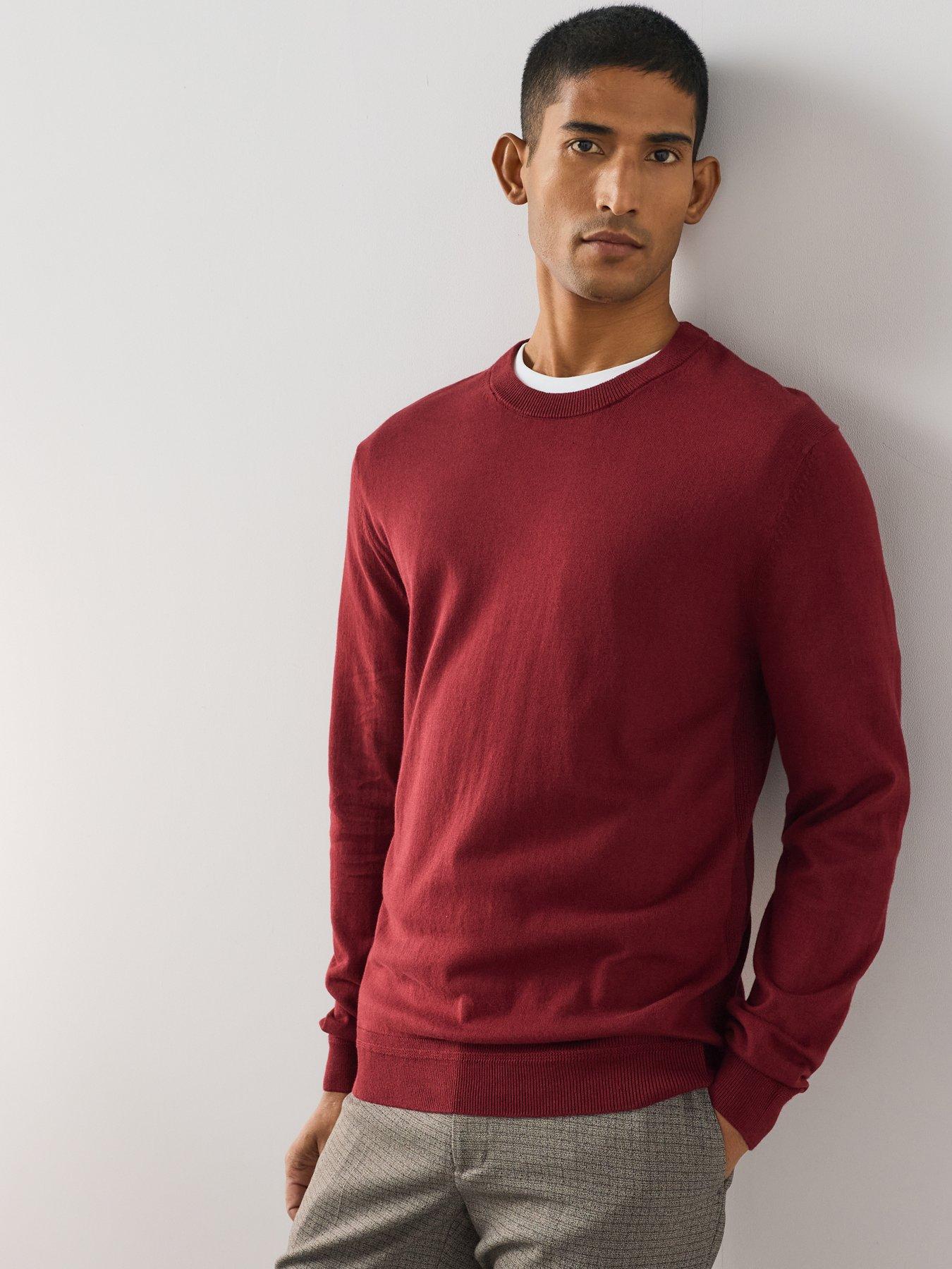 The Very Collection Cotton Rich Crew Neck Jumper - Burgundy