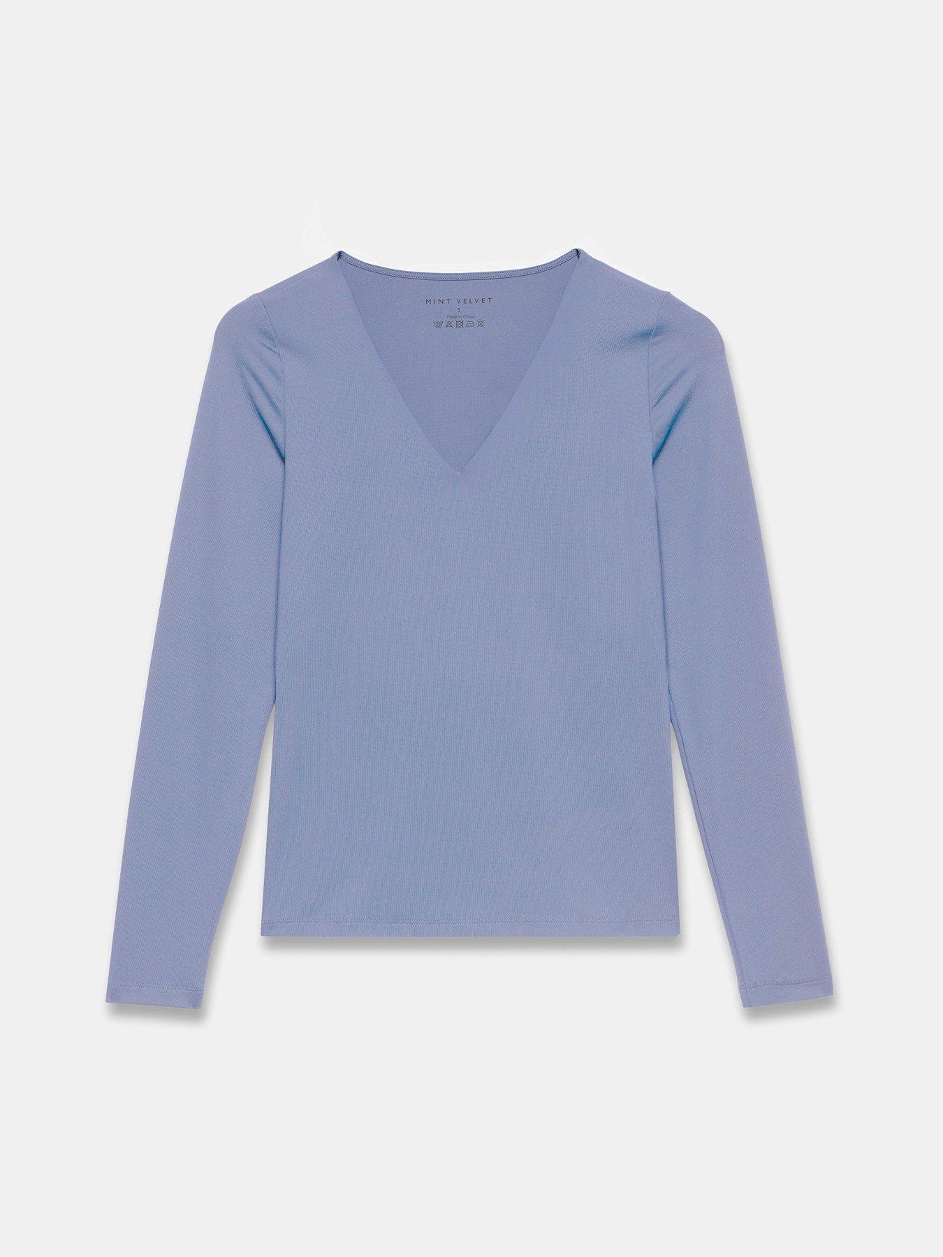 Image 2 of 3 of Mint Velvet Blue V Neck Layering Top