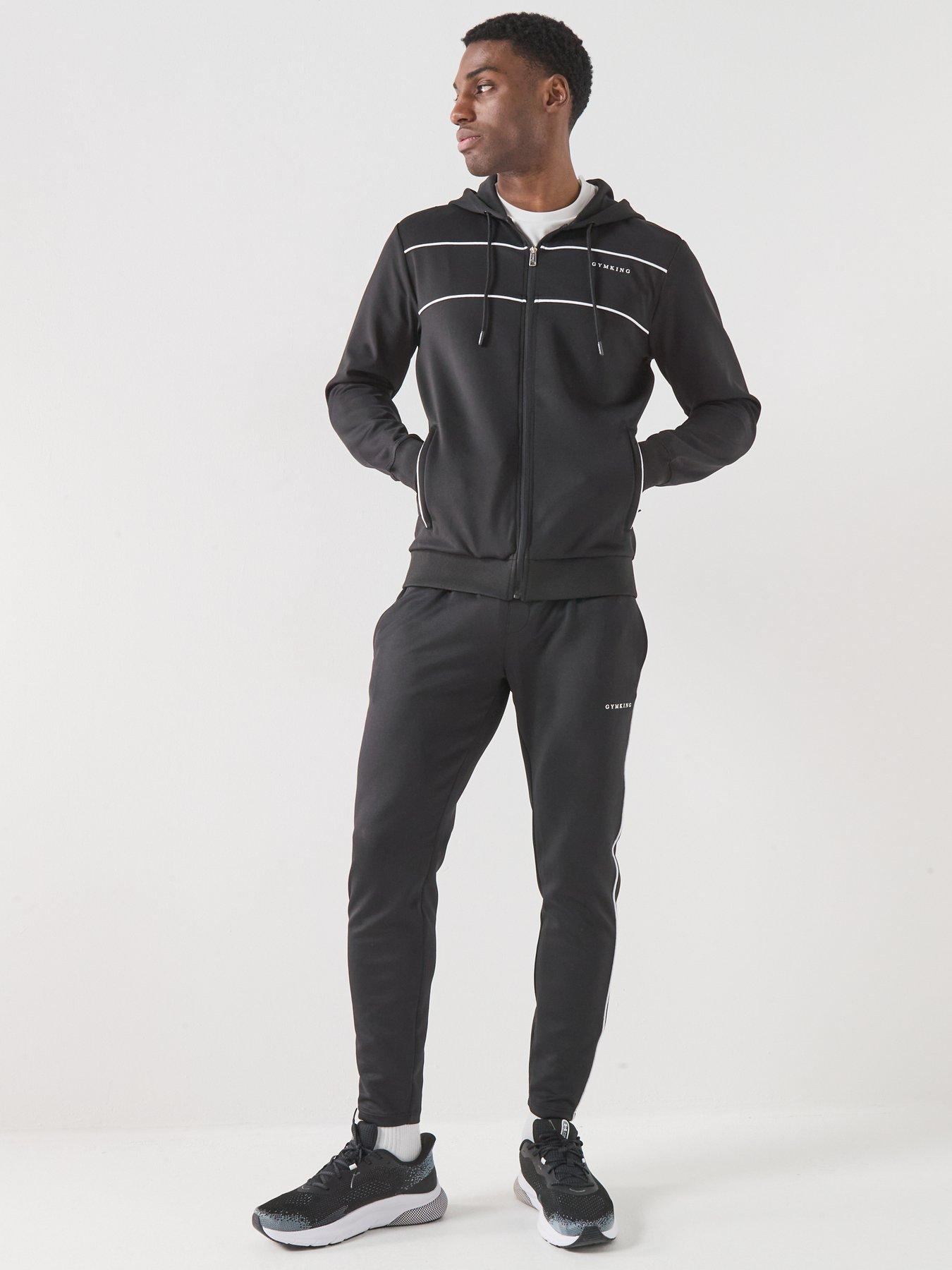 Image 3 of 5 of Gym King Mens Core Piped Full Zip Hoodie - Black