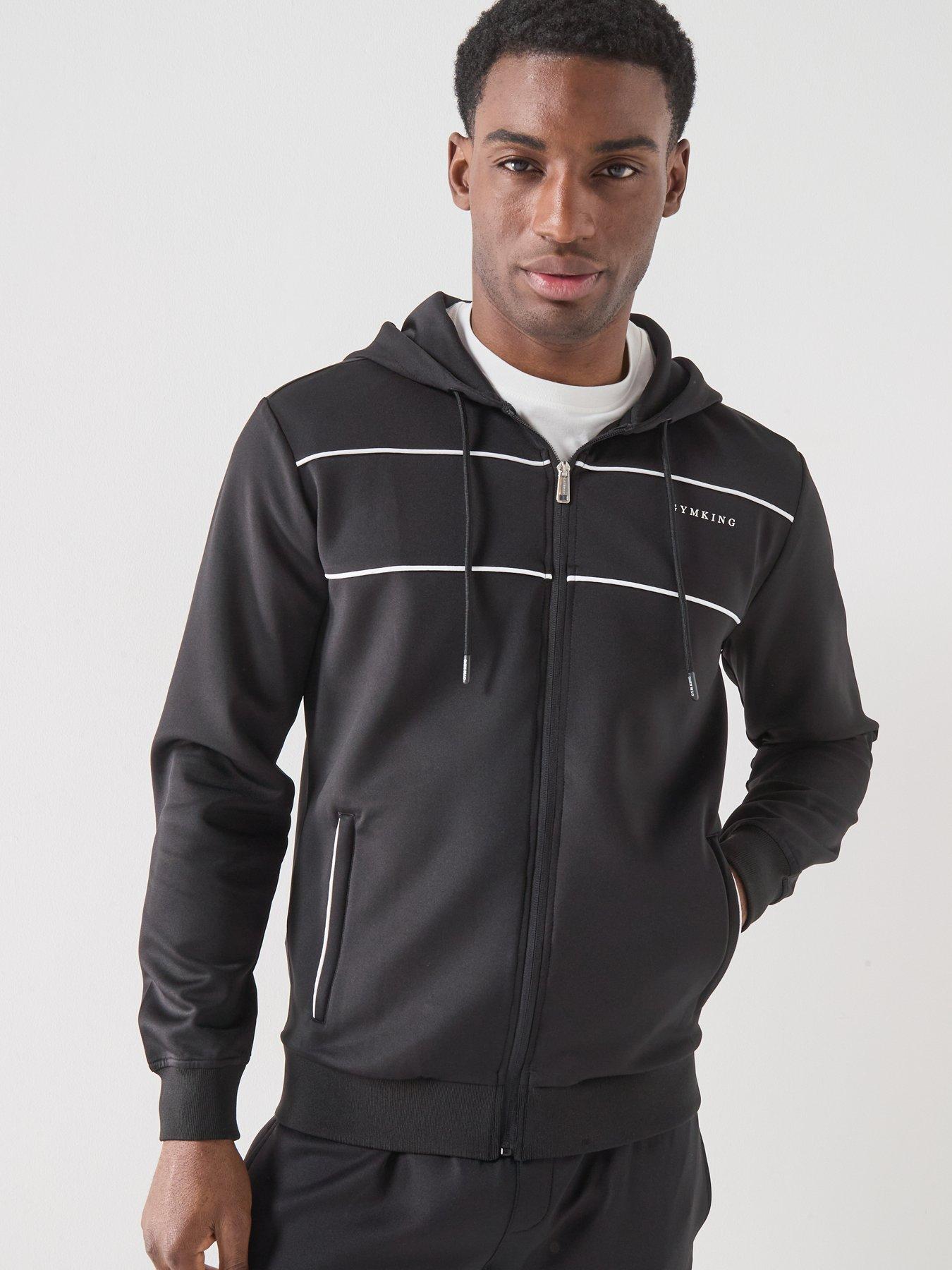 Image 5 of 5 of Gym King Mens Core Piped Full Zip Hoodie - Black