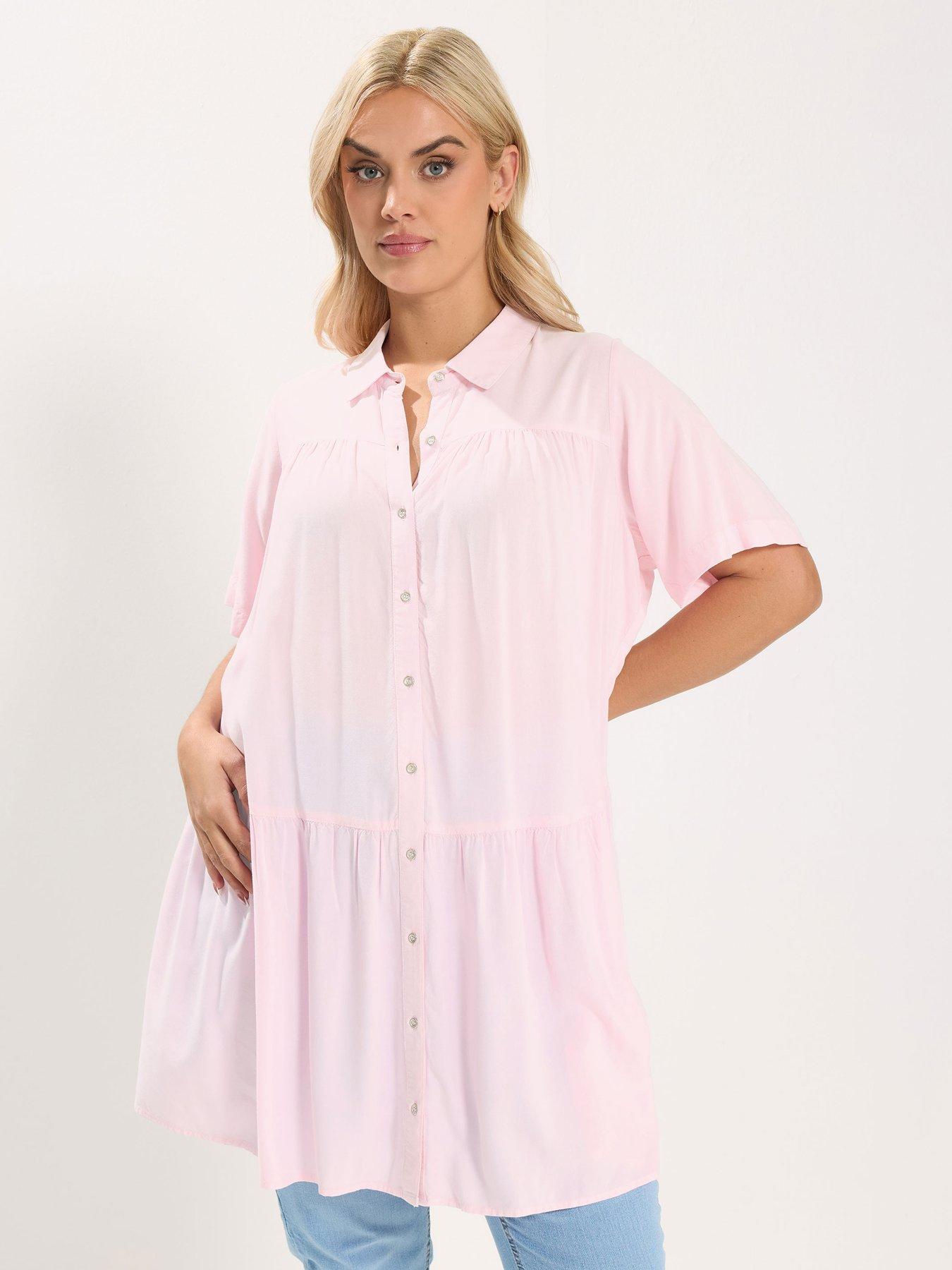 Image 1 of 5 of Yours Curve Tiered Smock Chambray Shirt