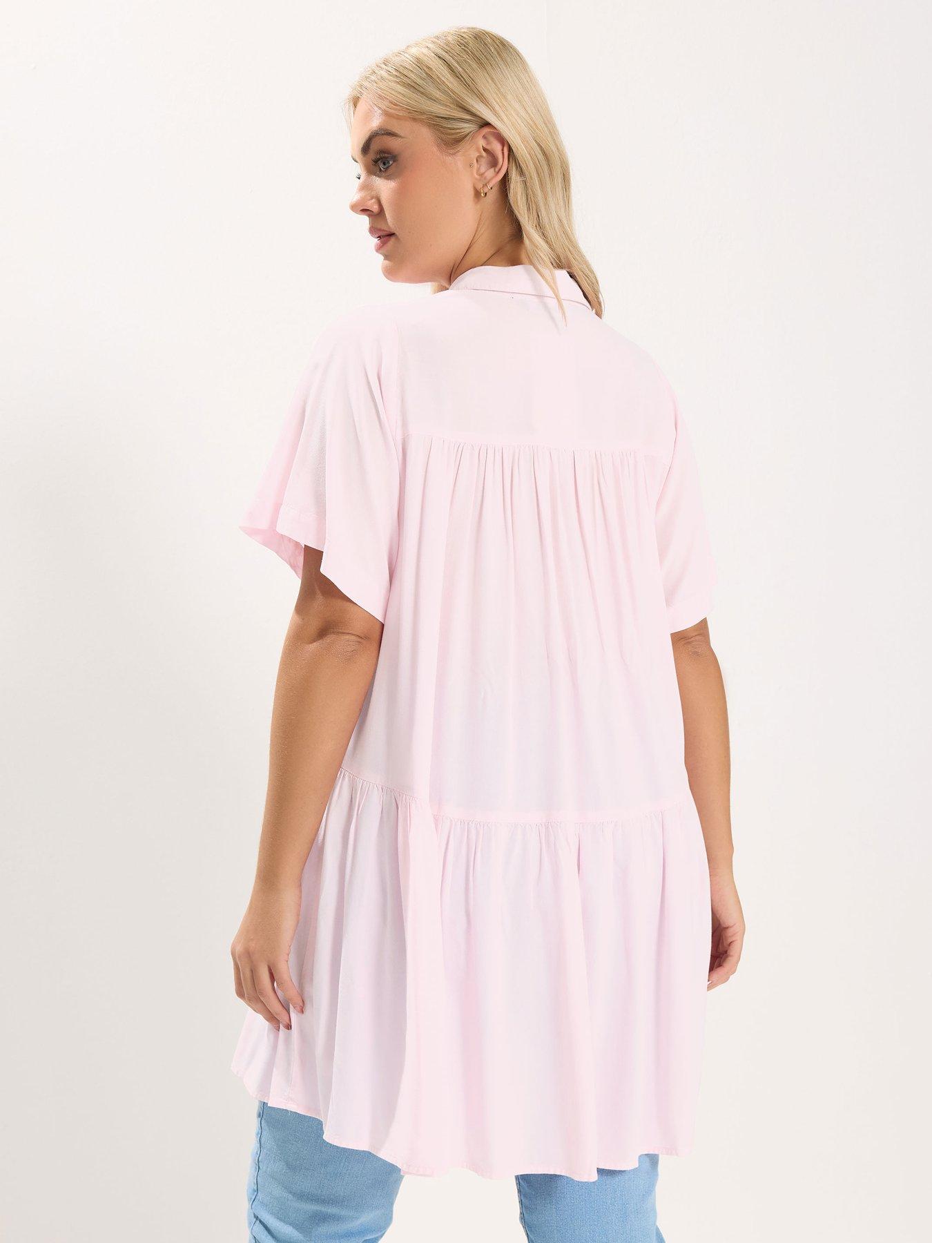 Image 2 of 5 of Yours Curve Tiered Smock Chambray Shirt