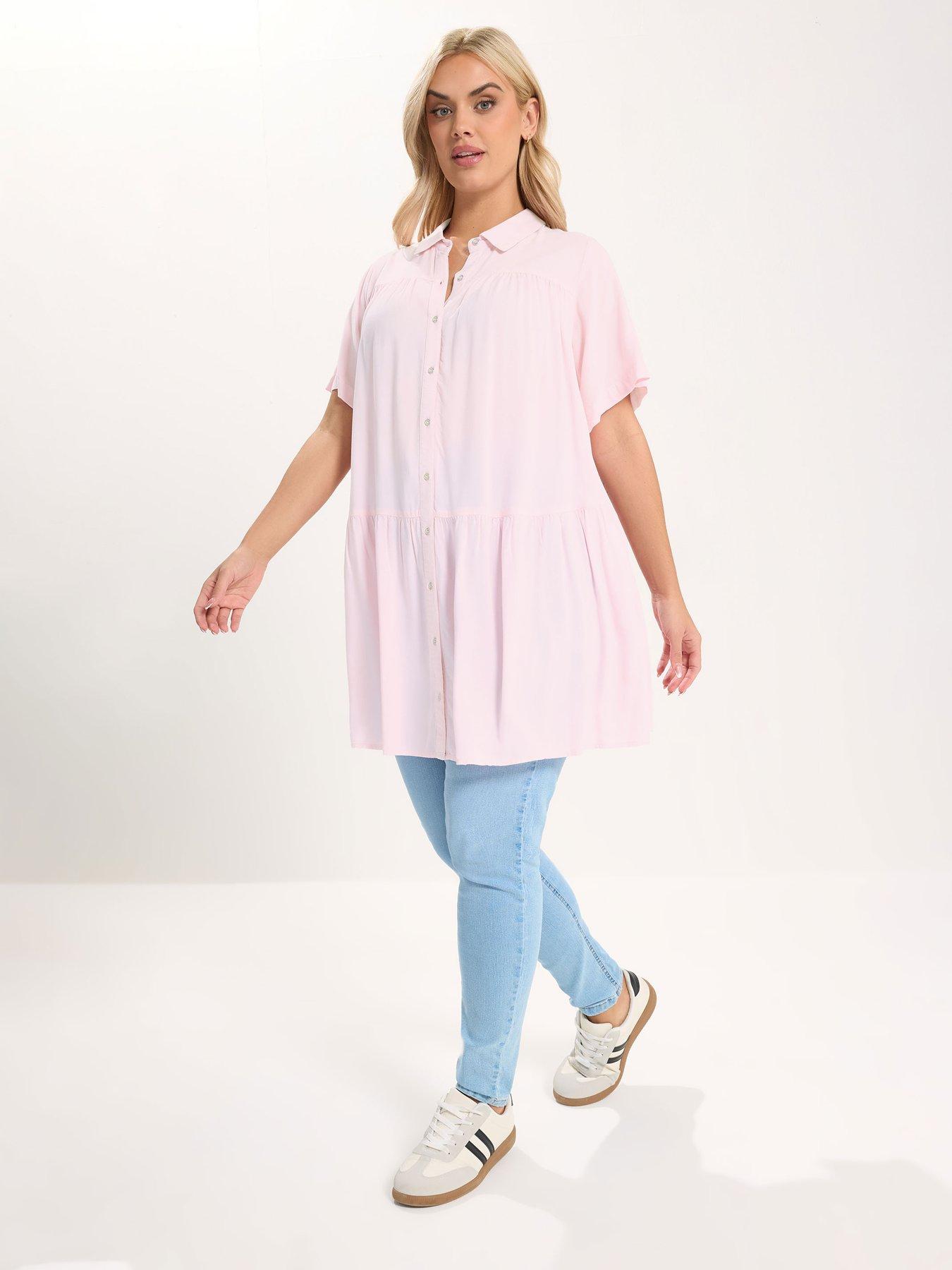 Image 3 of 5 of Yours Curve Tiered Smock Chambray Shirt