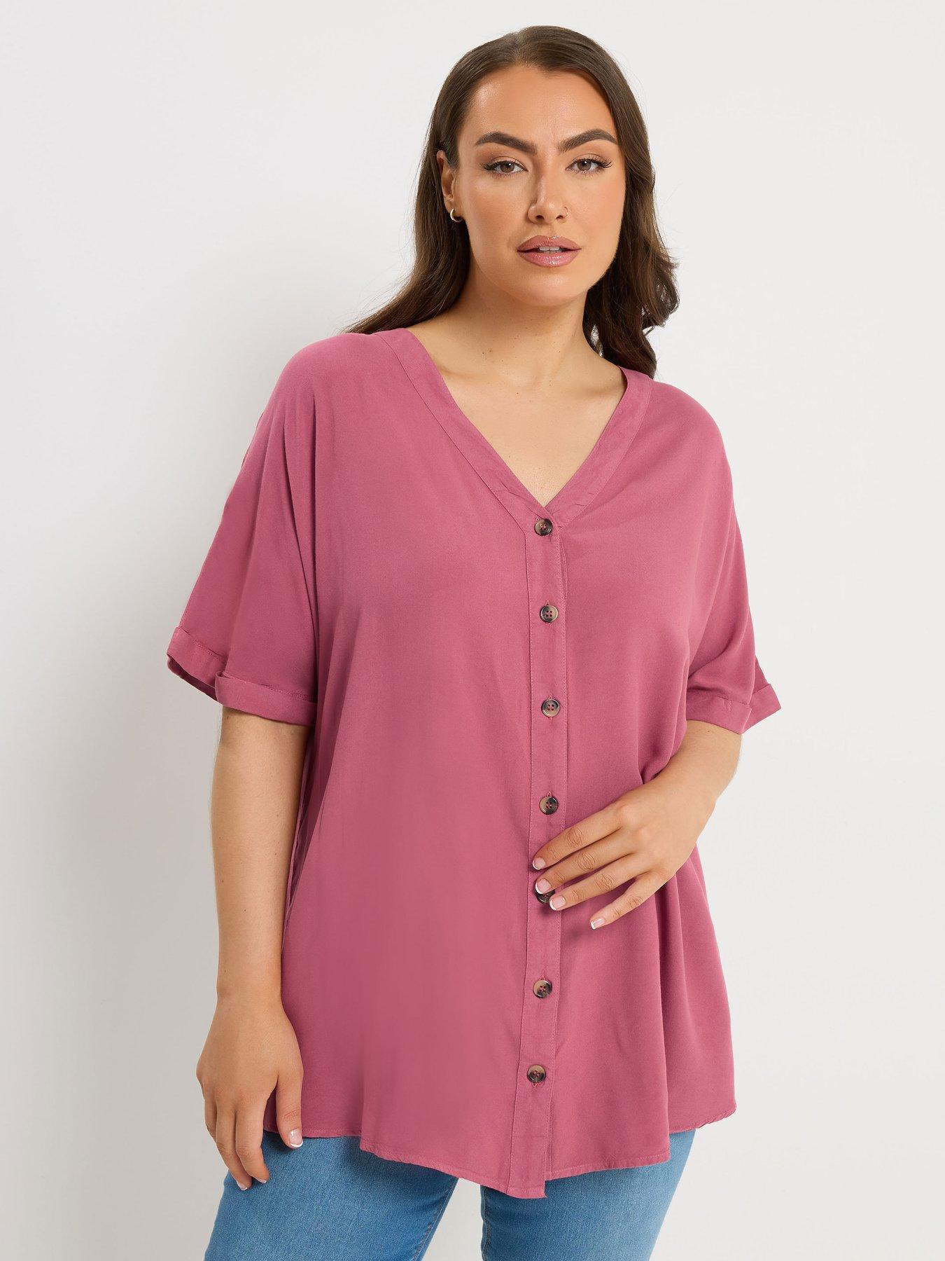 yours-curve-button-through-chambray-blouse-blue