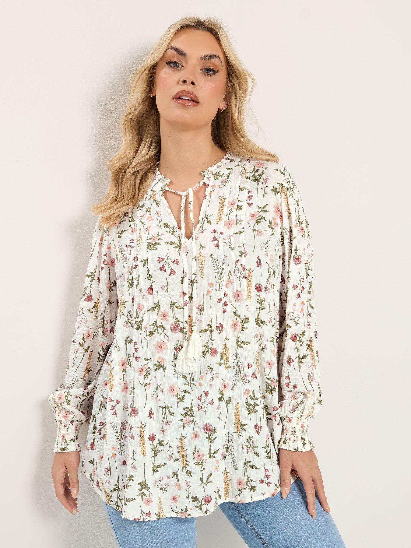 Image 1 of 6 of Yours Curve Embellished Gypsy Blouse - White