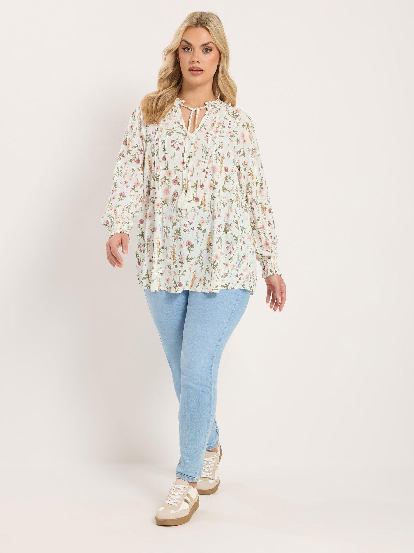 Image 3 of 6 of Yours Curve Embellished Gypsy Blouse - White