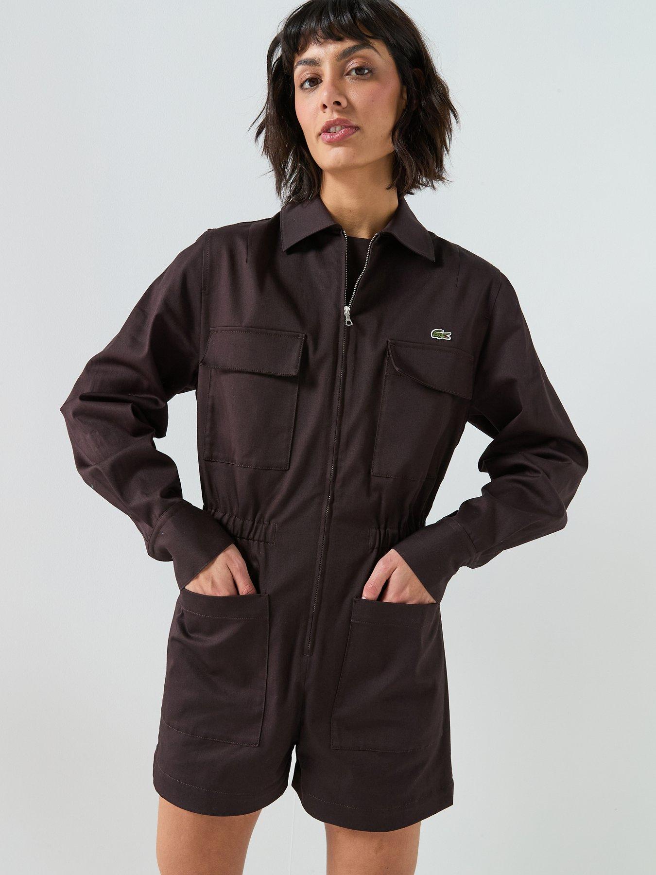 Image 5 of 6 of Lacoste Long Sleeve Playsuit - Brown