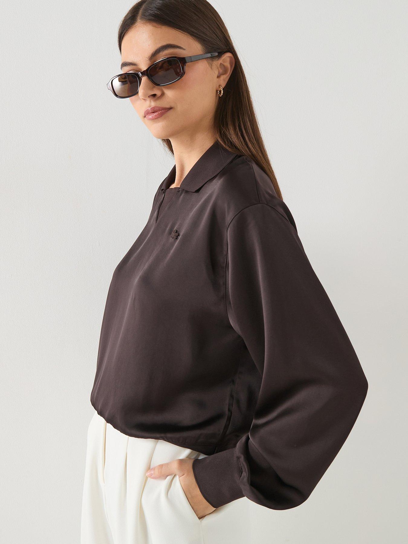 lacoste-long-sleeve-knitted-polo-top-brownfront