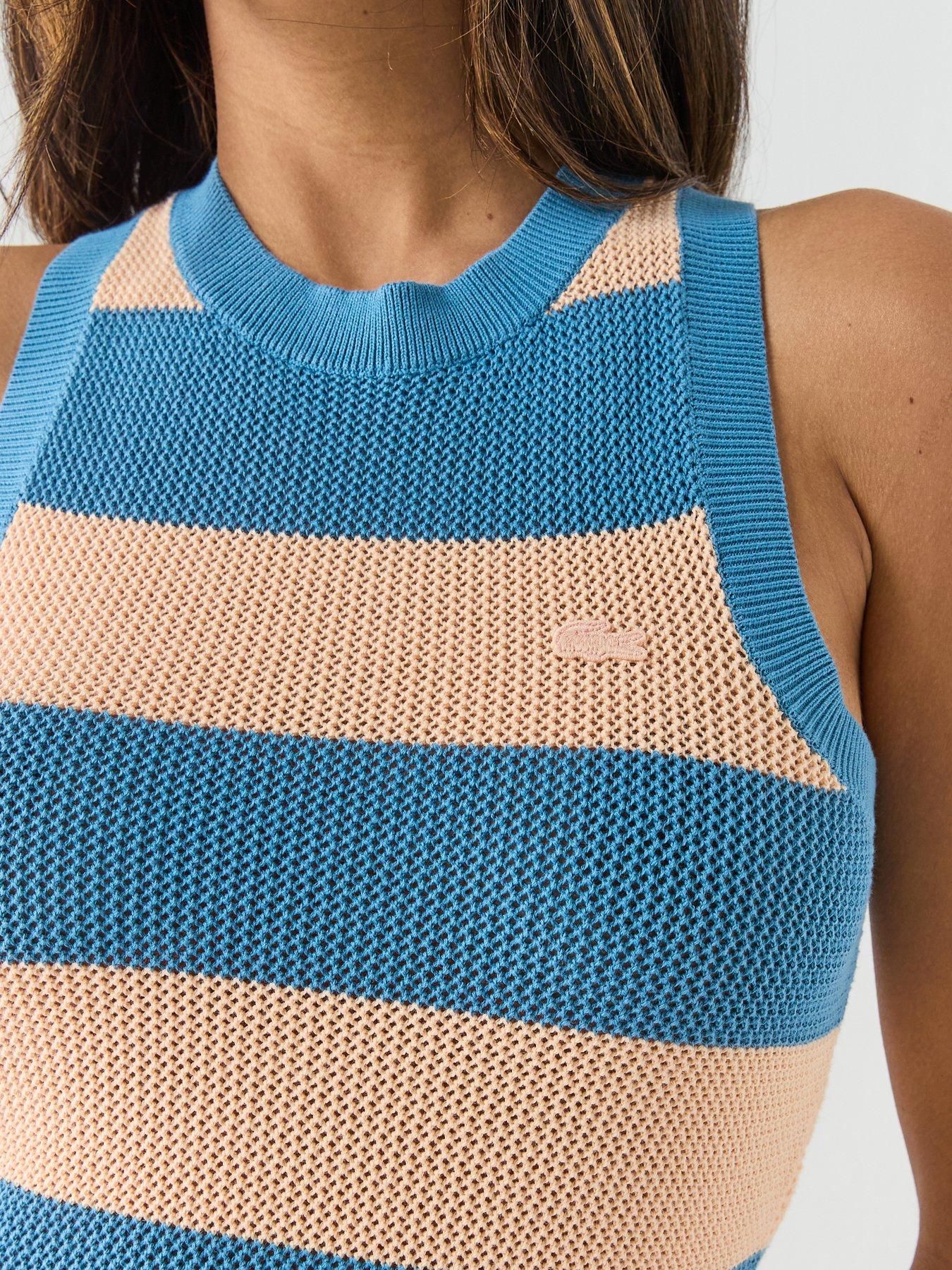 Image 5 of 5 of Lacoste Sleeveless Knitted Stripe Maxi Dress - Blue/Pink