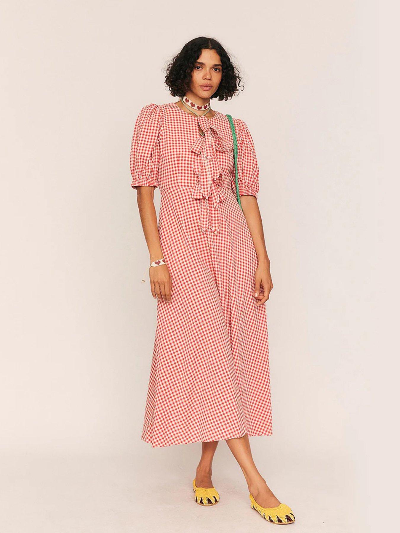 Image 1 of 4 of Summery Maude Check Midi Dress
