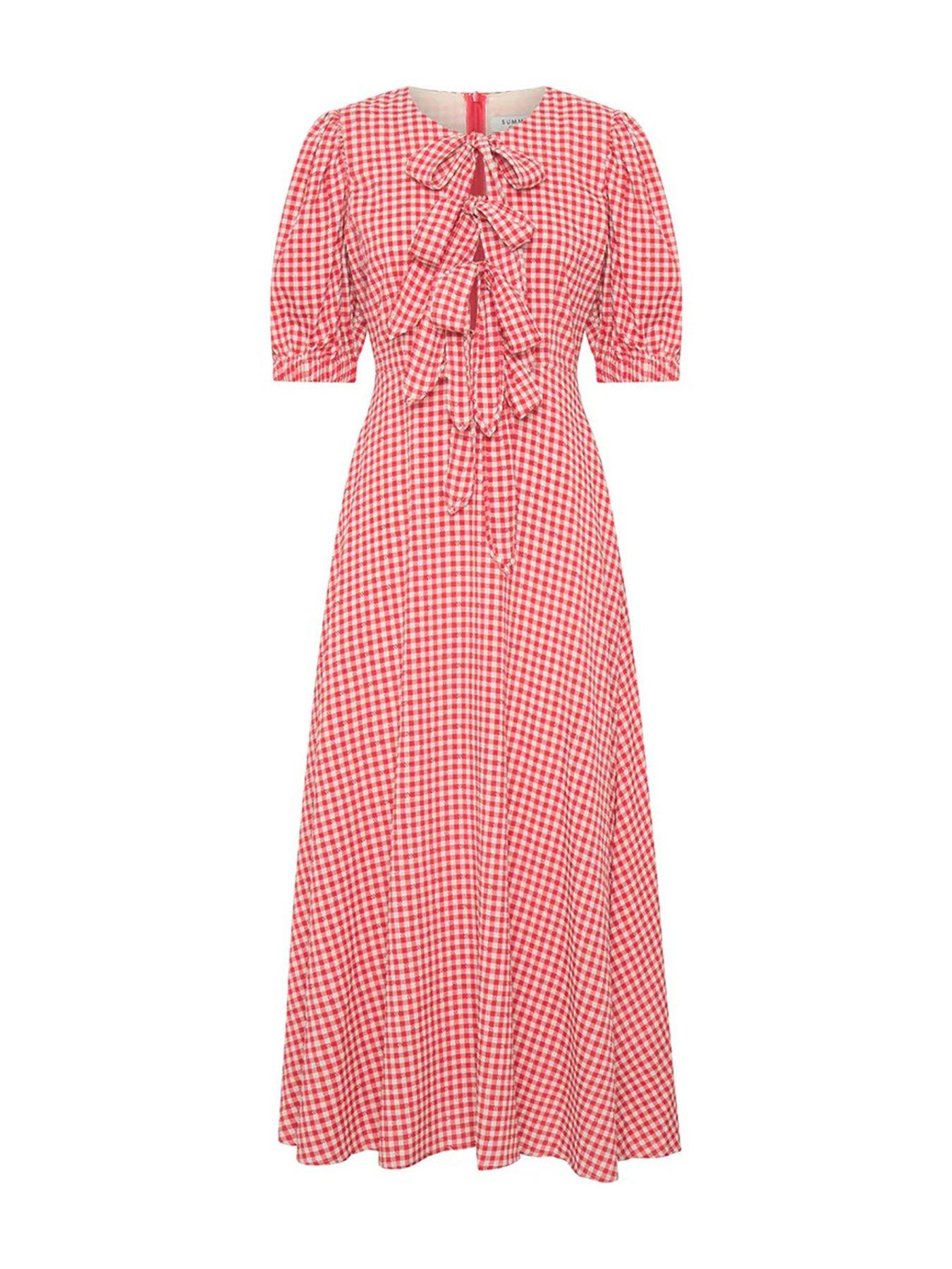 Image 4 of 4 of Summery Maude Check Midi Dress