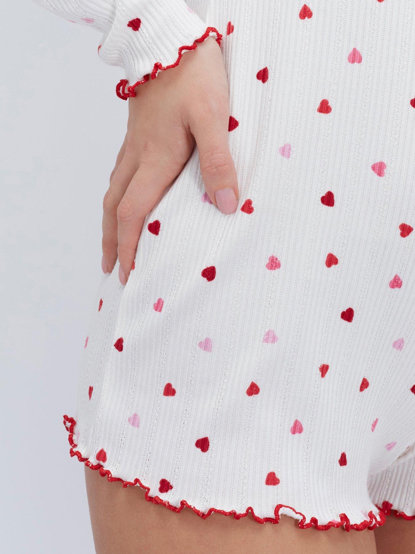 Image 5 of 6 of Boux Avenue Heart Rib Playsuit - Ivory Mix