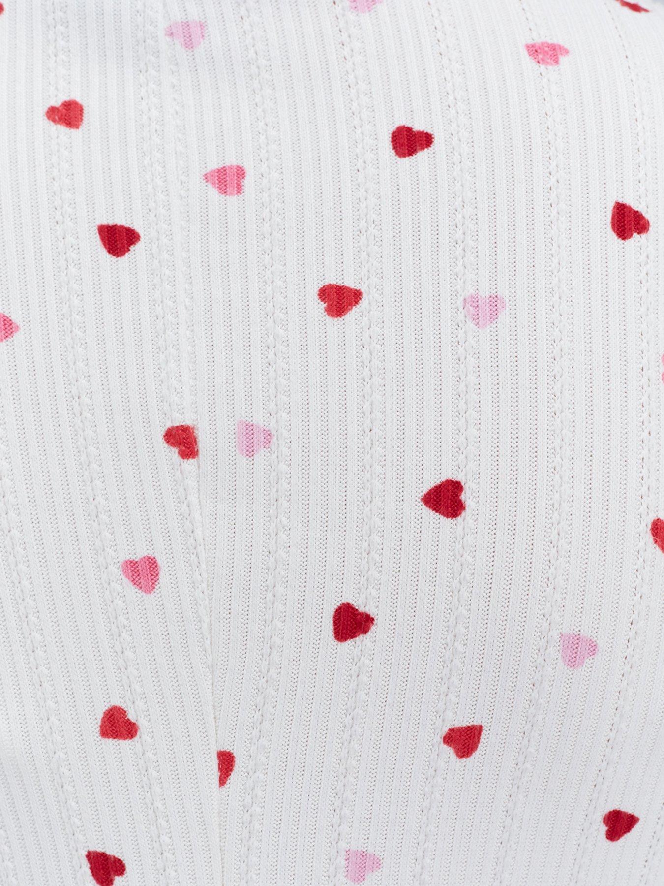 Image 6 of 6 of Boux Avenue Heart Rib Playsuit - Ivory Mix