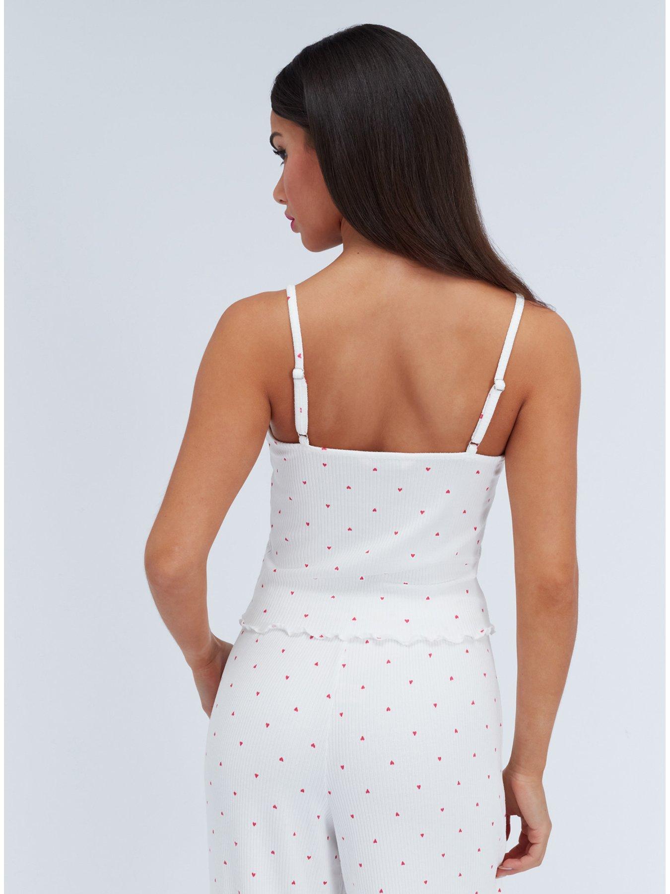 Image 2 of 6 of Boux Avenue Heart Lace Rib Pyjama Set - Ivory Mix