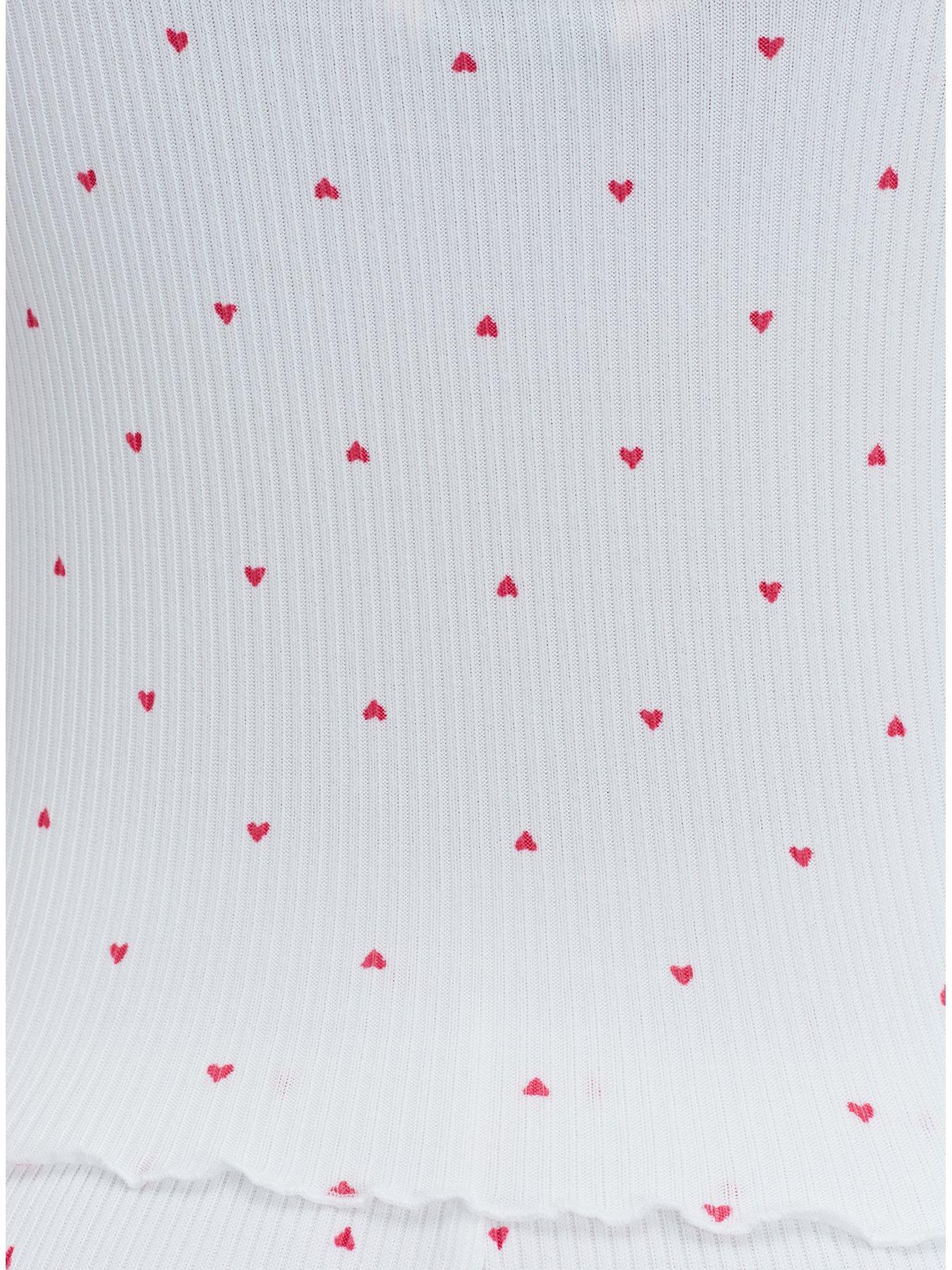 Image 6 of 6 of Boux Avenue Heart Lace Rib Pyjama Set - Ivory Mix