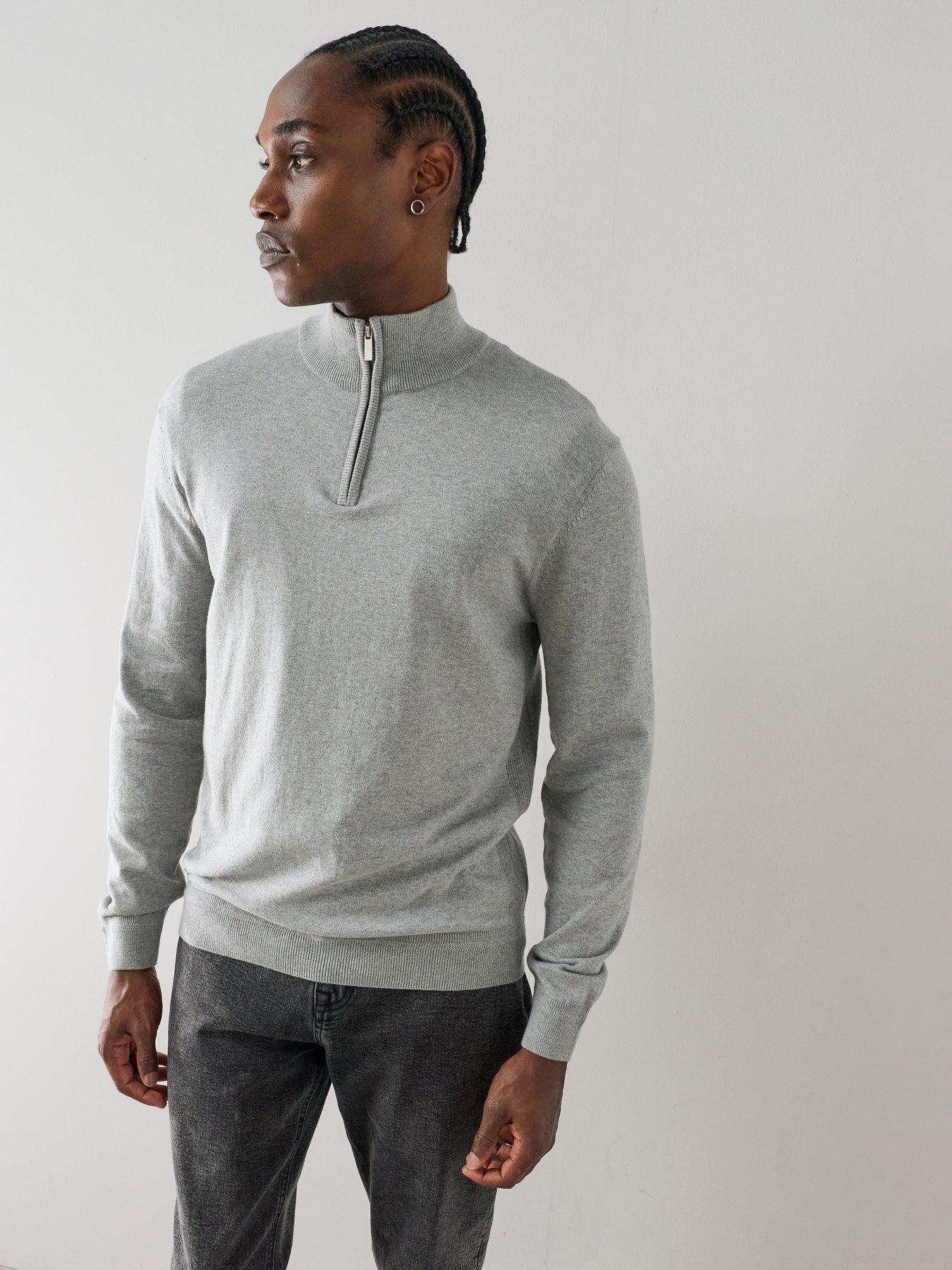 The Very Collection Cotton Rich 1/4 Zip Jumper - Grey