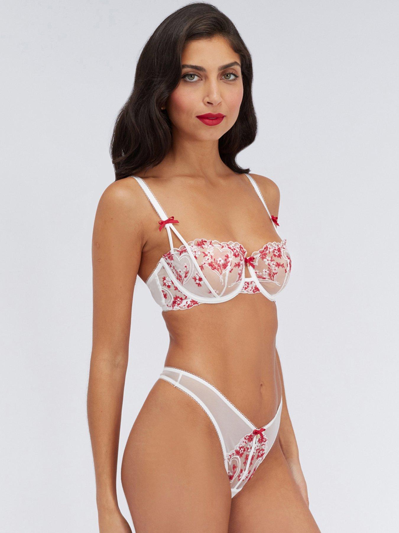 Image 4 of 5 of Boux Avenue Lisette Embroidered Thong - White