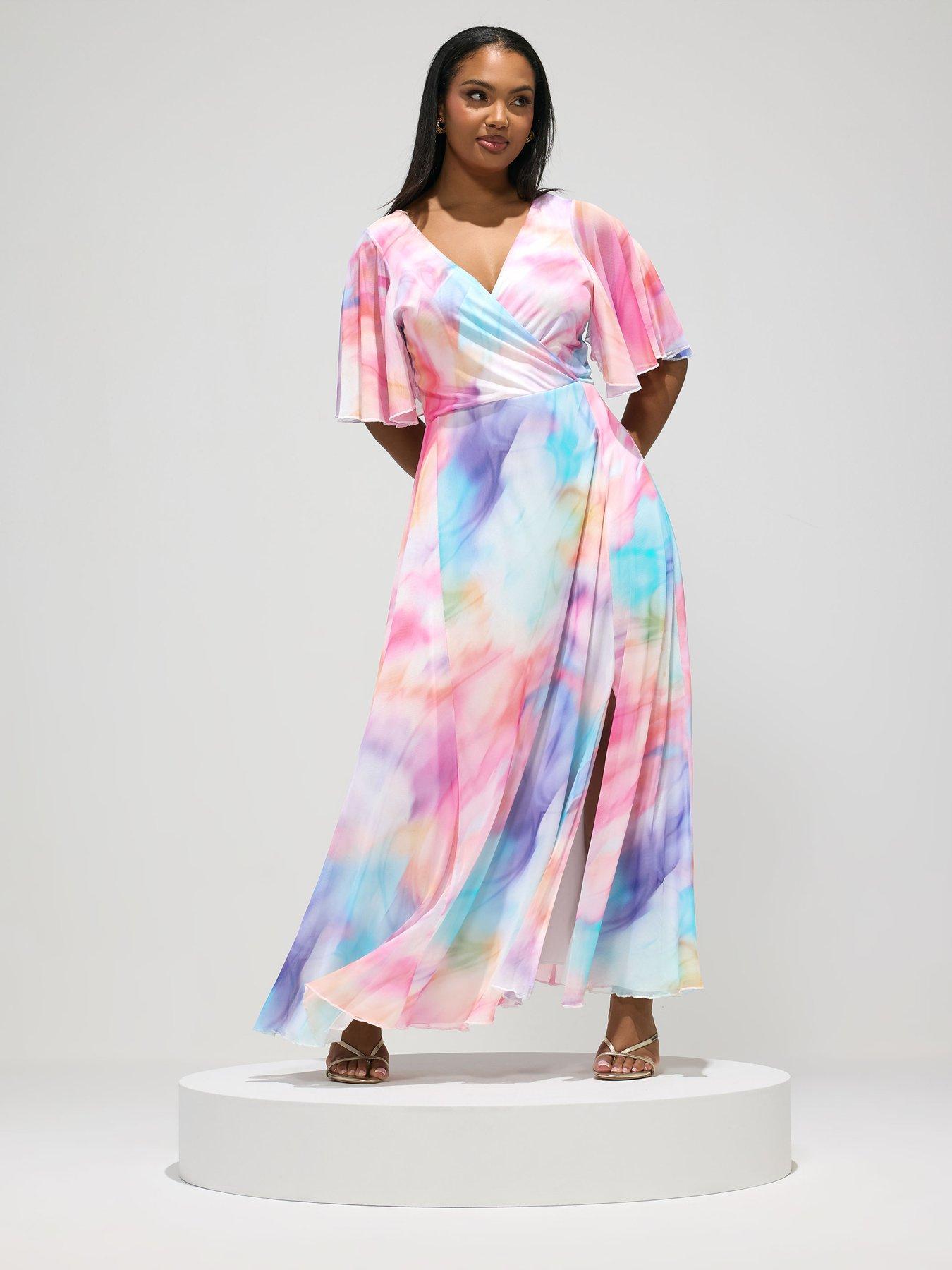 yours-curve-blur-mesh-wrap-maxi-dressfront