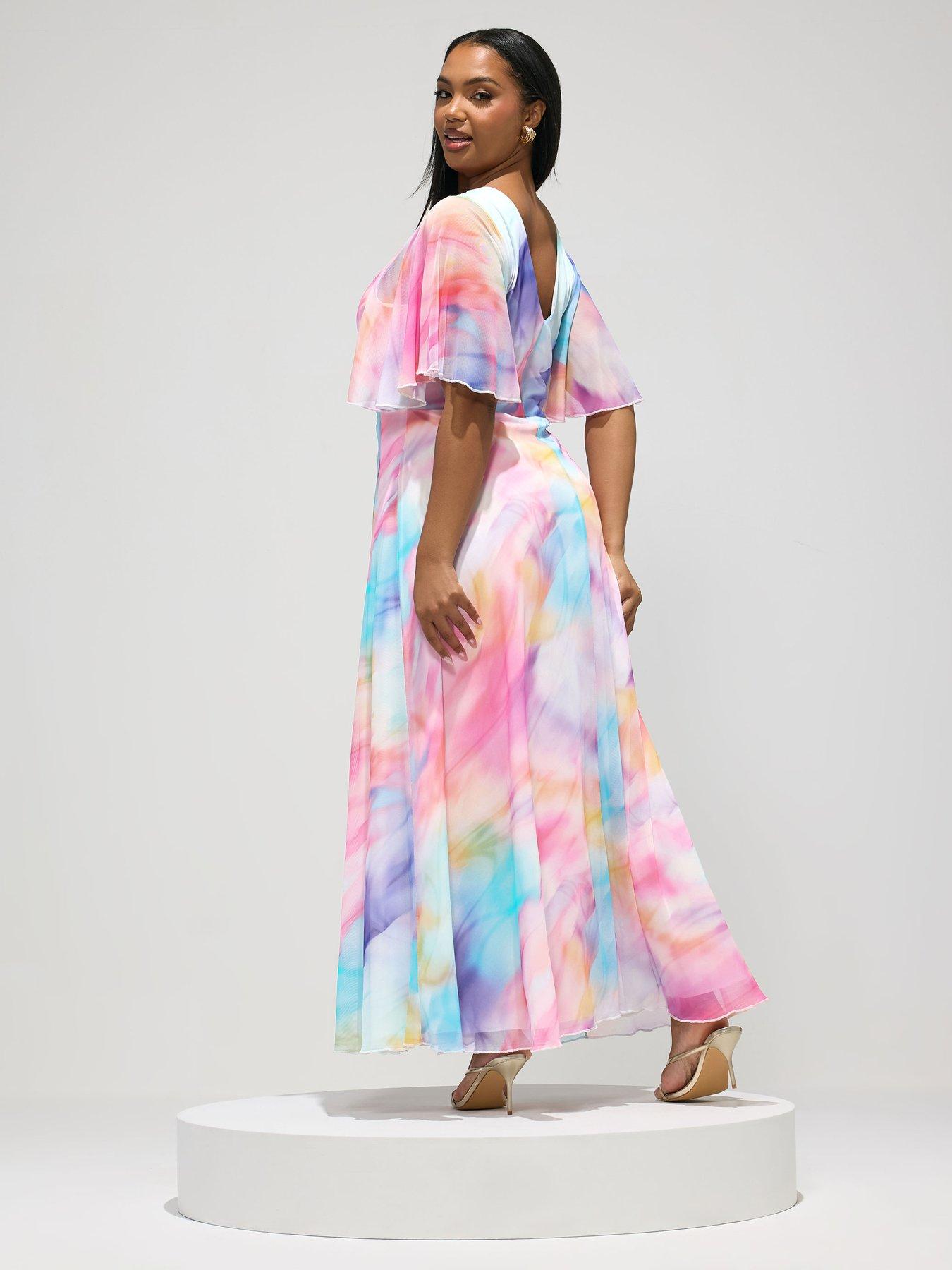 yours-curve-blur-mesh-wrap-maxi-dressstillFront