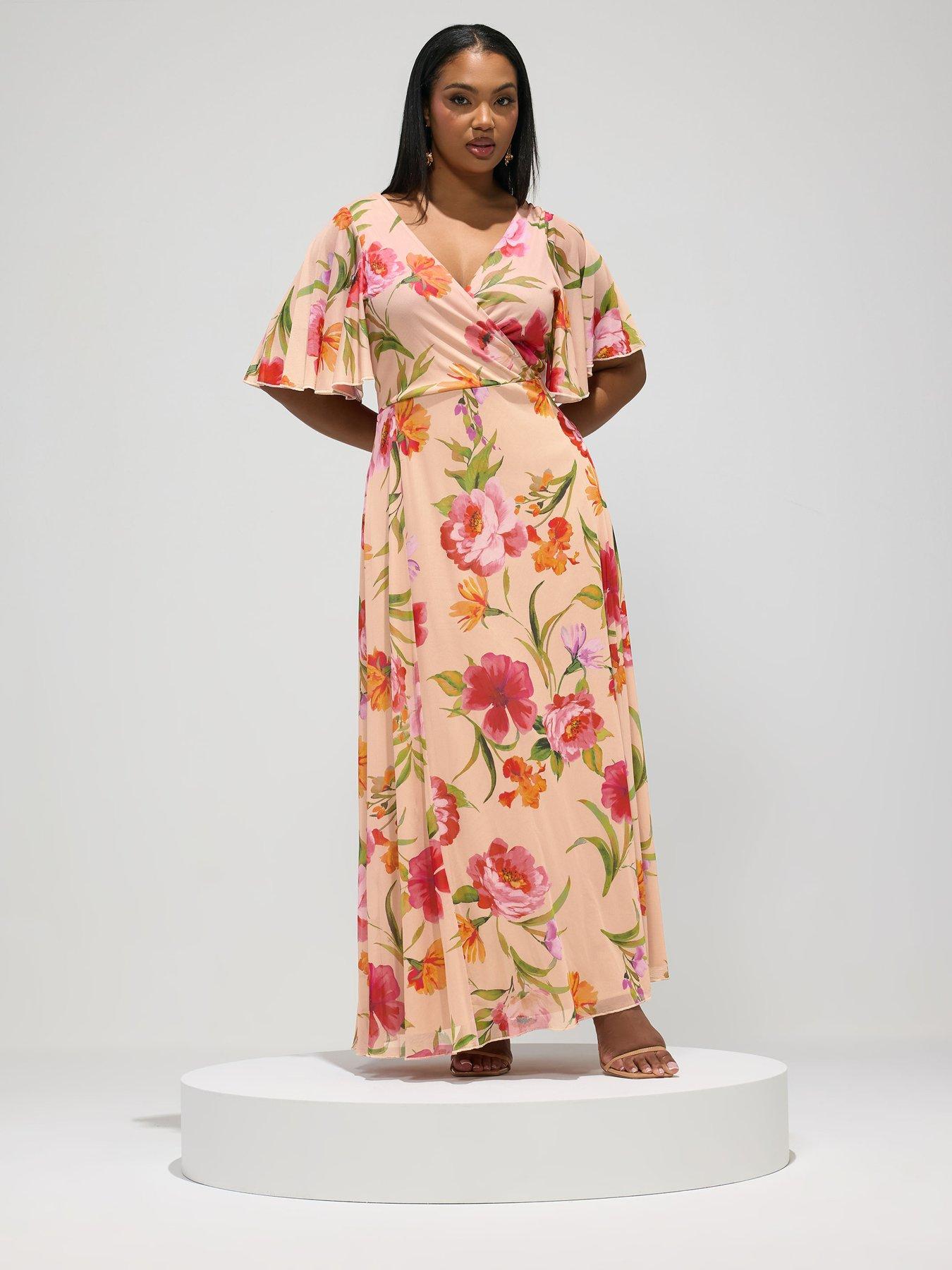 yours-curve-blur-mesh-wrap-maxi-dressfront