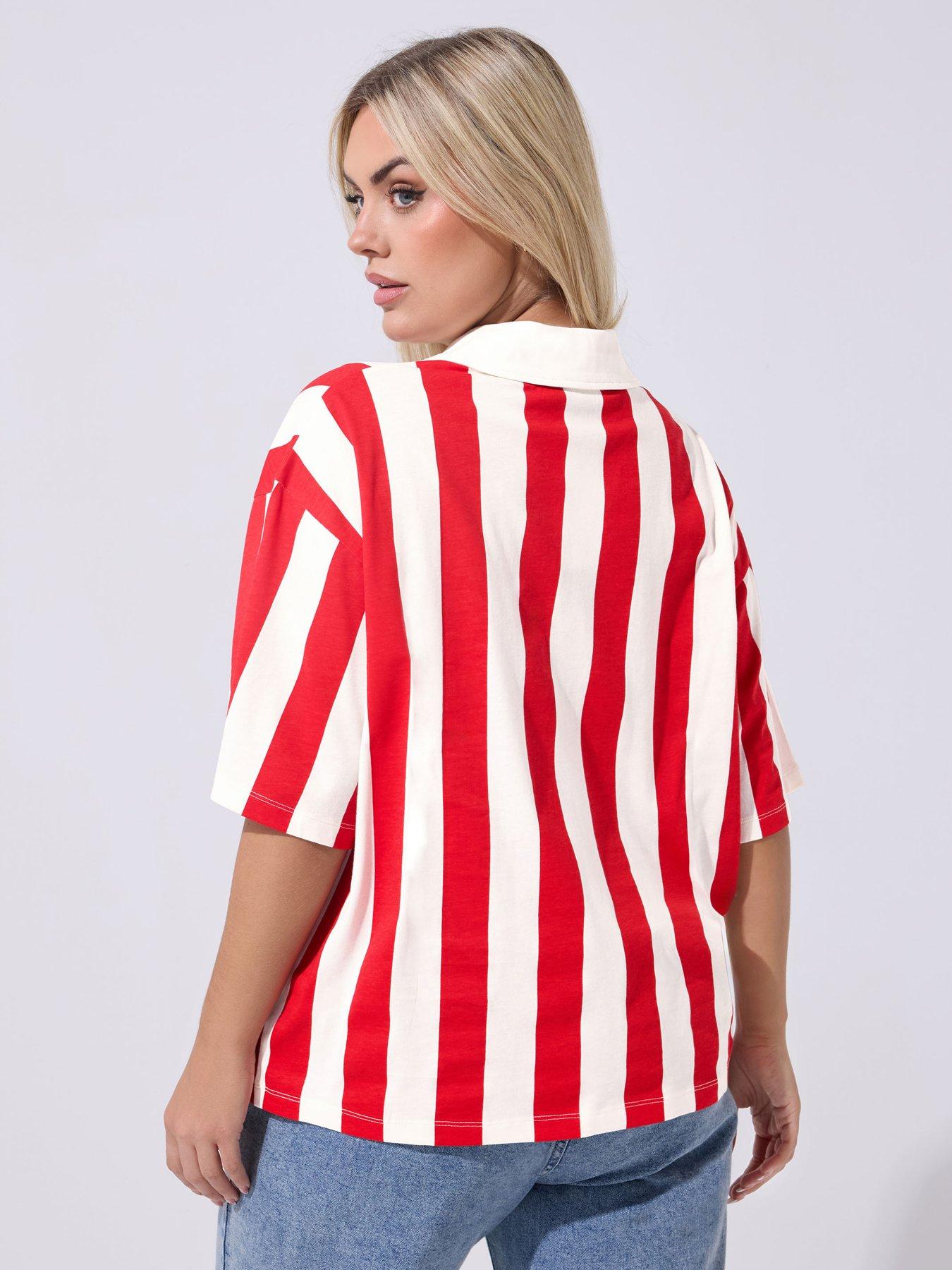 Image 2 of 5 of Yours Curve Collar Stripe Top