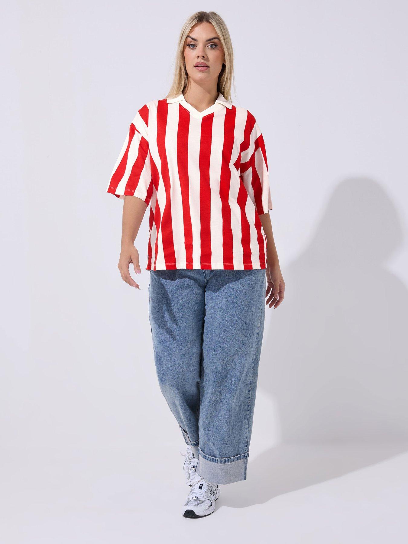 Image 3 of 5 of Yours Curve Collar Stripe Top