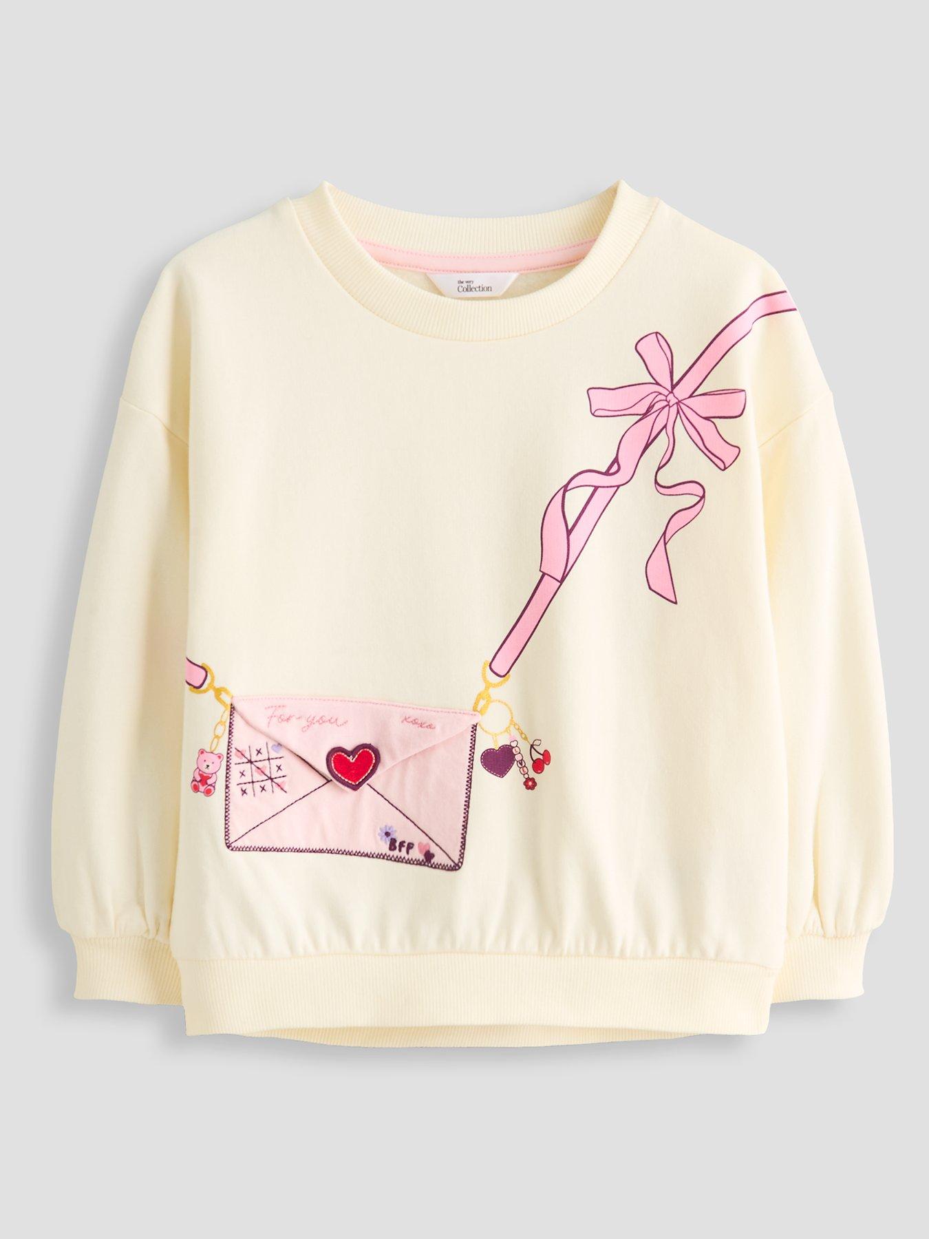 Image 1 of 6 of The Very Collection Girls Letter Applique Sweatshirt - Cream