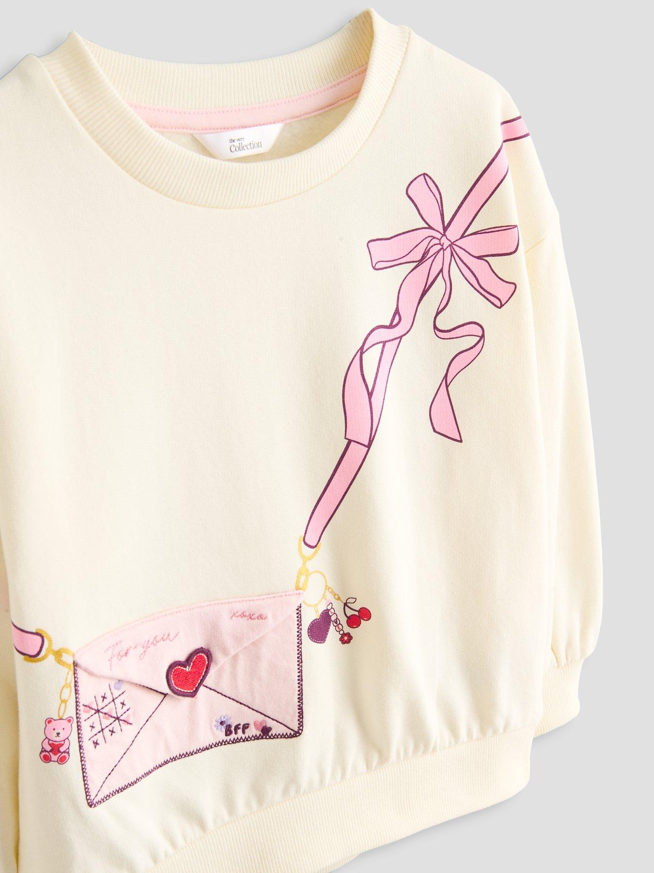 Image 3 of 6 of The Very Collection Girls Letter Applique Sweatshirt - Cream