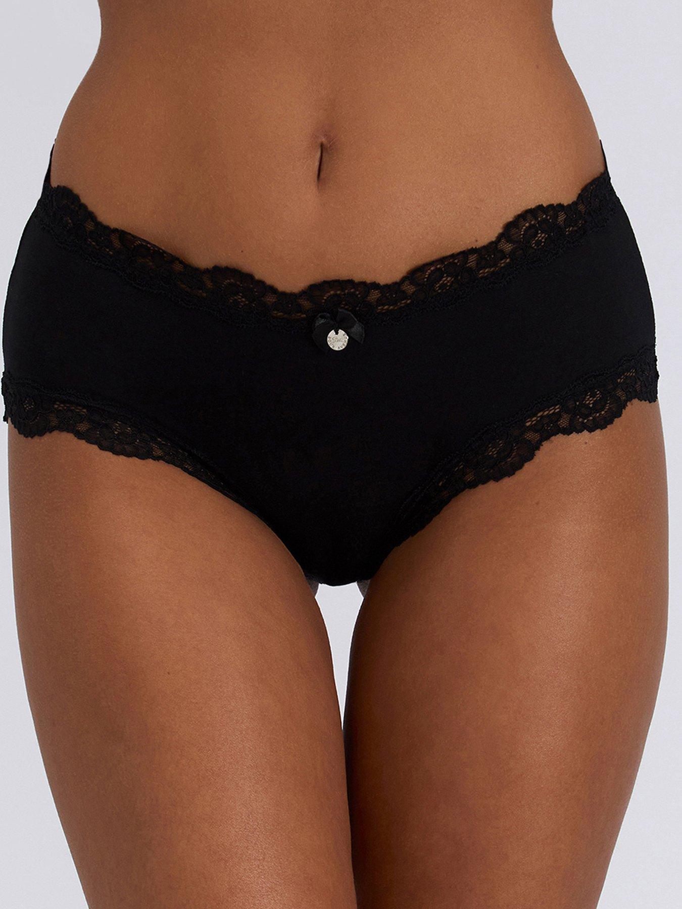 boux-avenue-tatiana-plain-lace-trim-shorts-3-pack-blackback