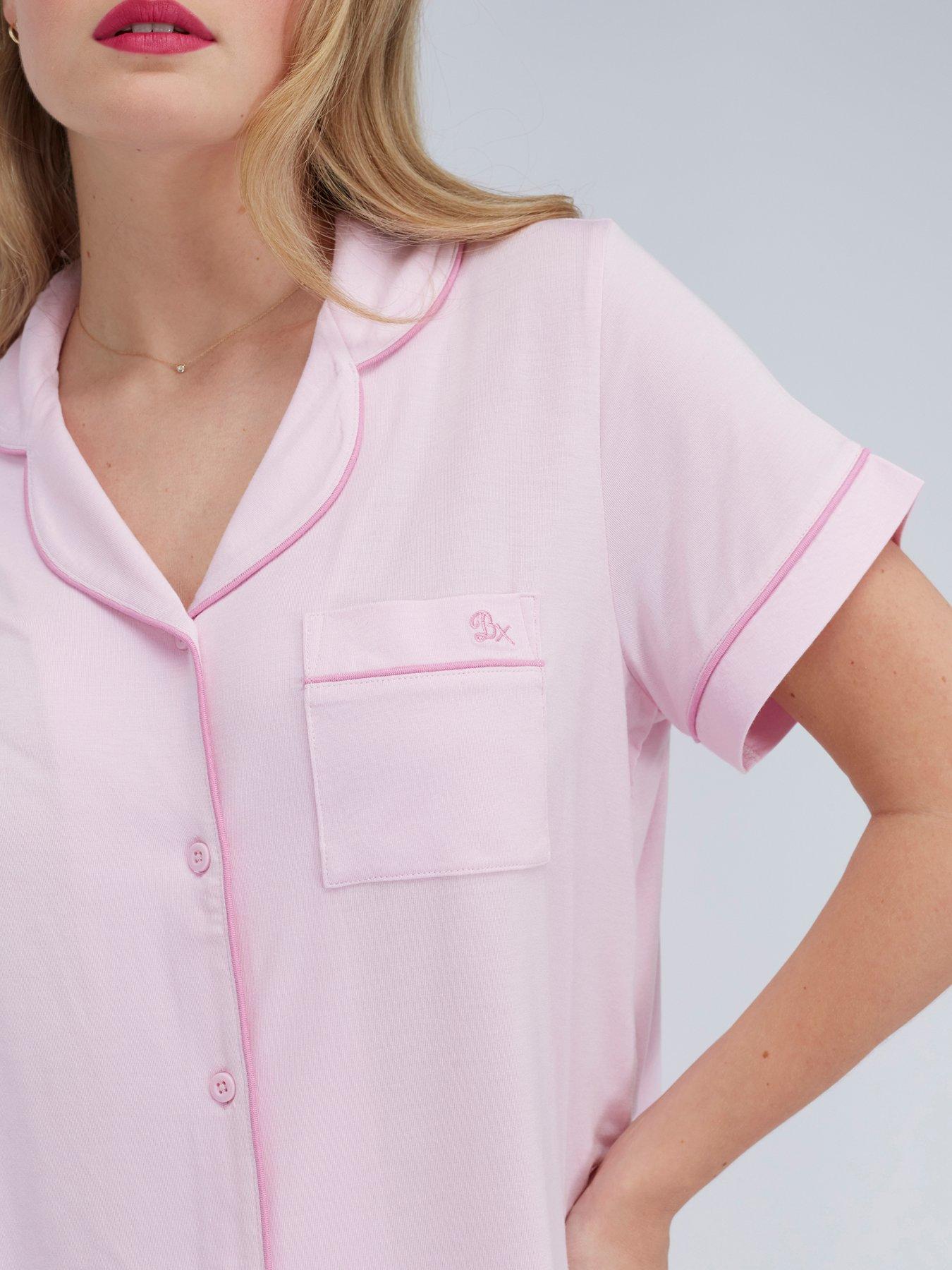 Image 4 of 5 of Boux Avenue Modal Short Sleeve Revere &amp; Short Pyjama Set- Pink
