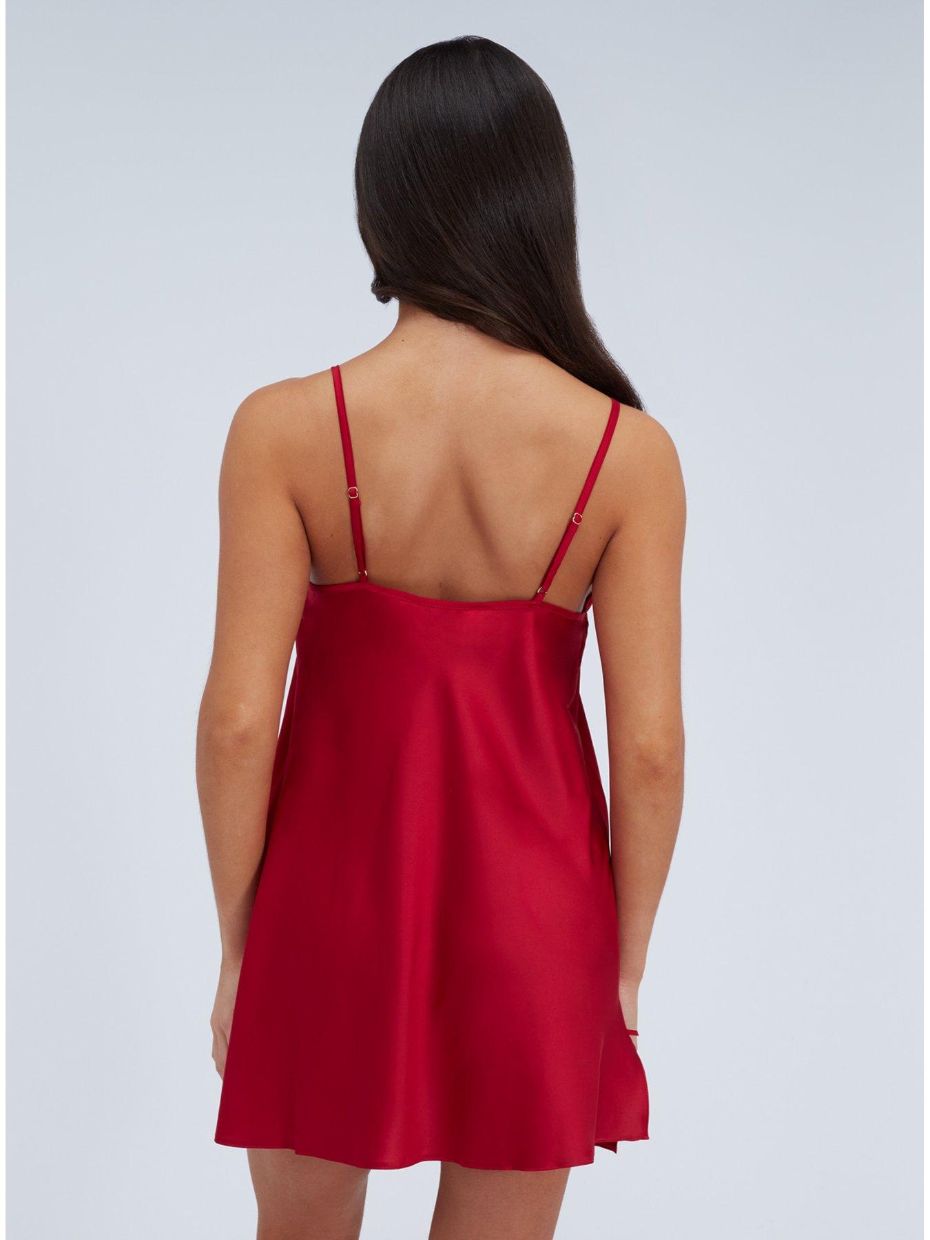Image 2 of 5 of Boux Avenue Kaya Satin Chemise - Dark Red
