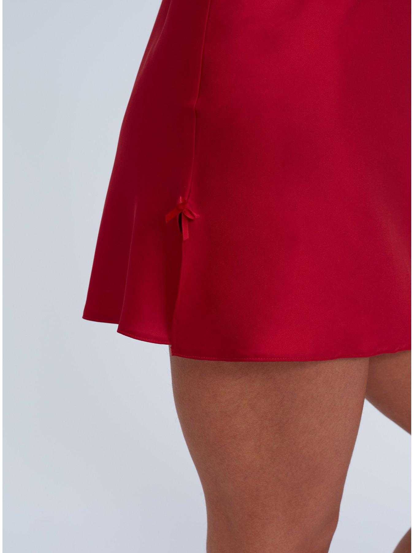 Image 5 of 5 of Boux Avenue Kaya Satin Chemise - Dark Red