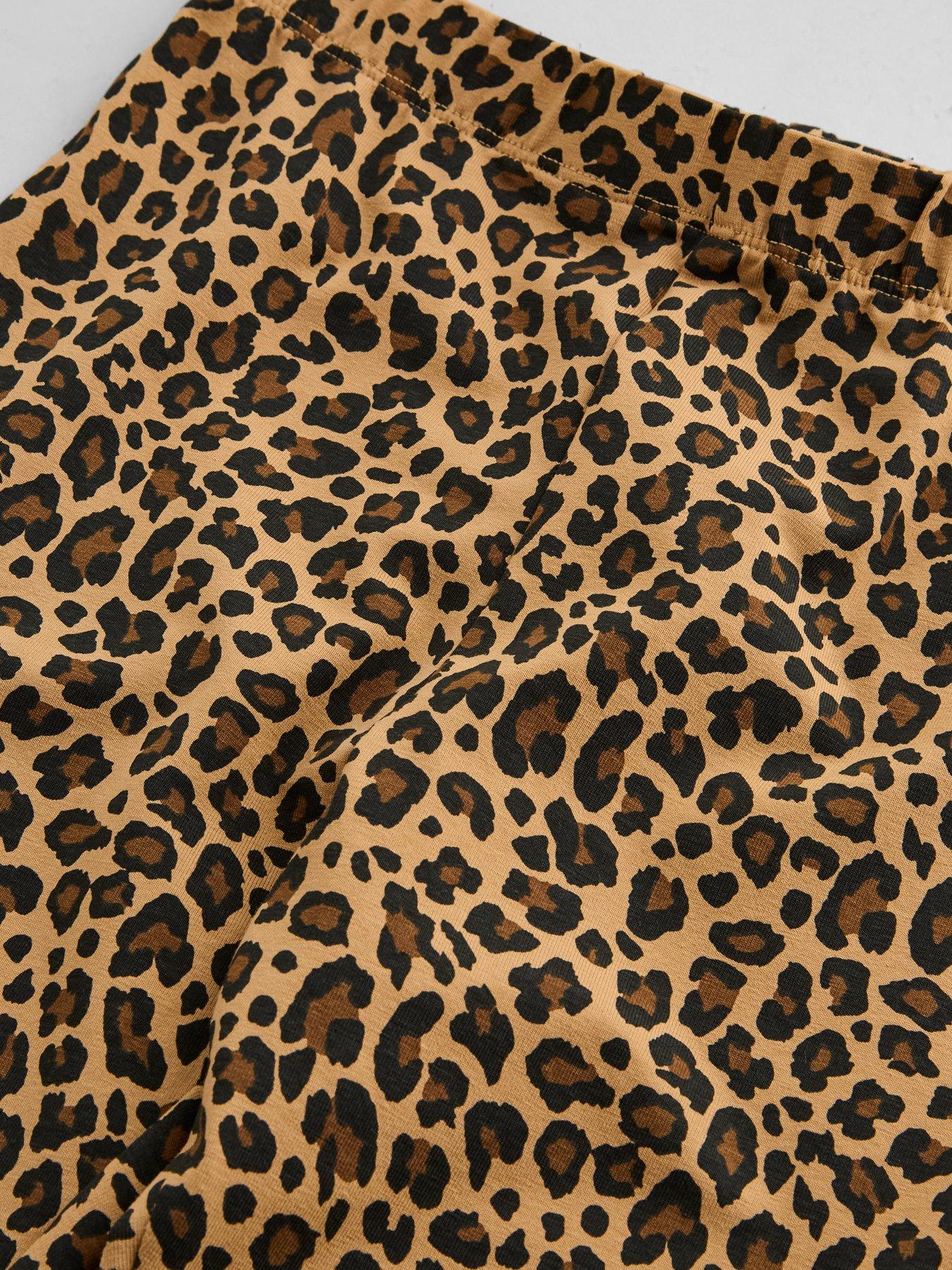 Image 4 of 5 of The Very Collection Girls Oversized Slogan T-Shirt Leopard Leggings Set - Multi