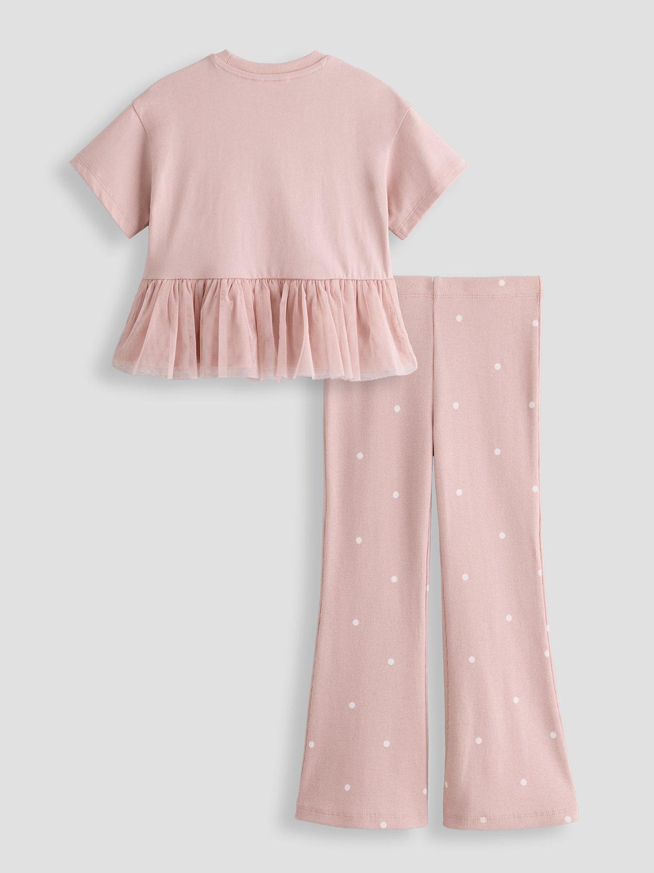 Image 2 of 5 of The Very Collection Girls Peplum Mesh Rib Legging Set - Pink
