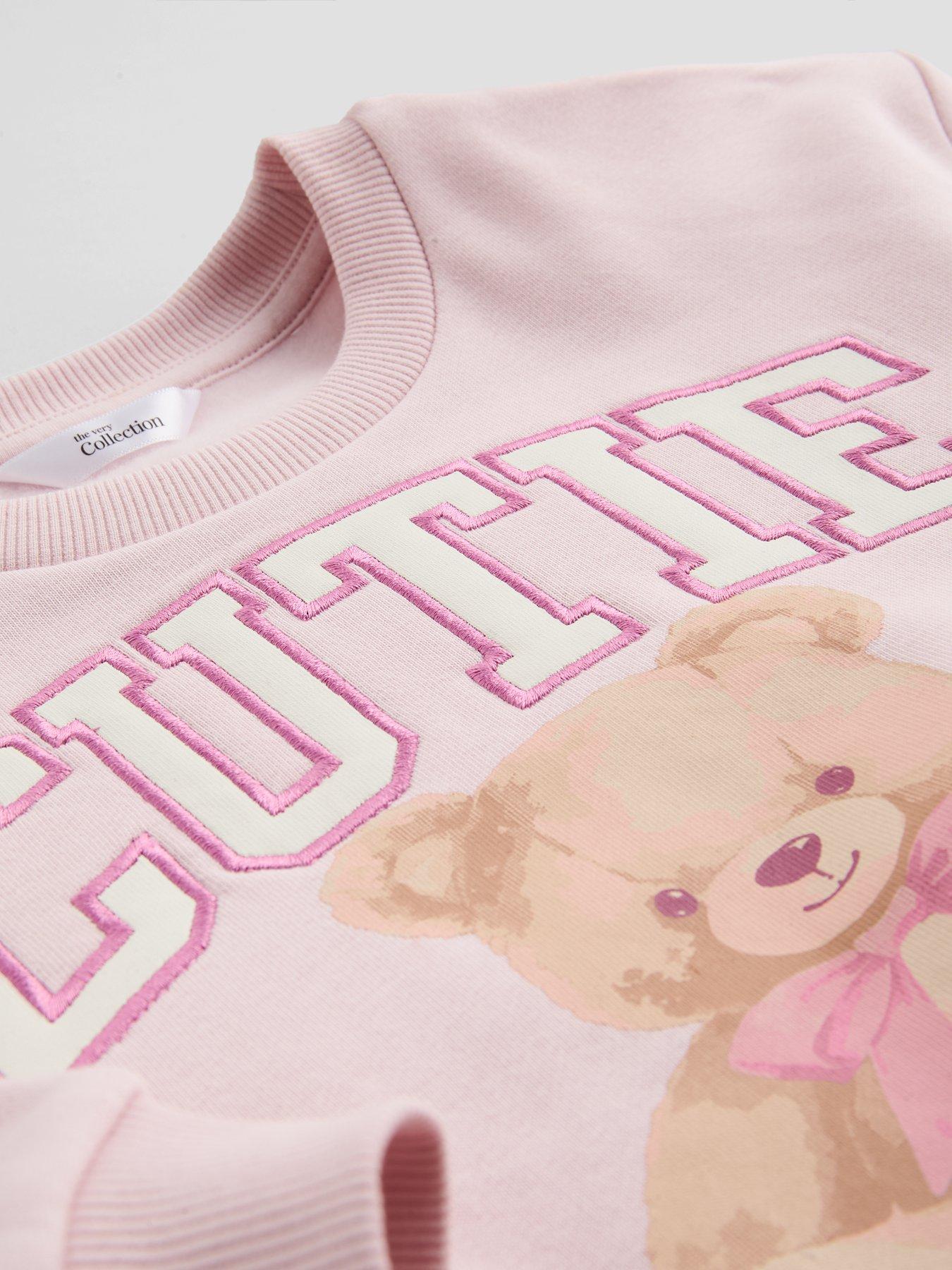 Image 3 of 5 of The Very Collection Girls Teddy Bear Print Sweatshirt - Pink